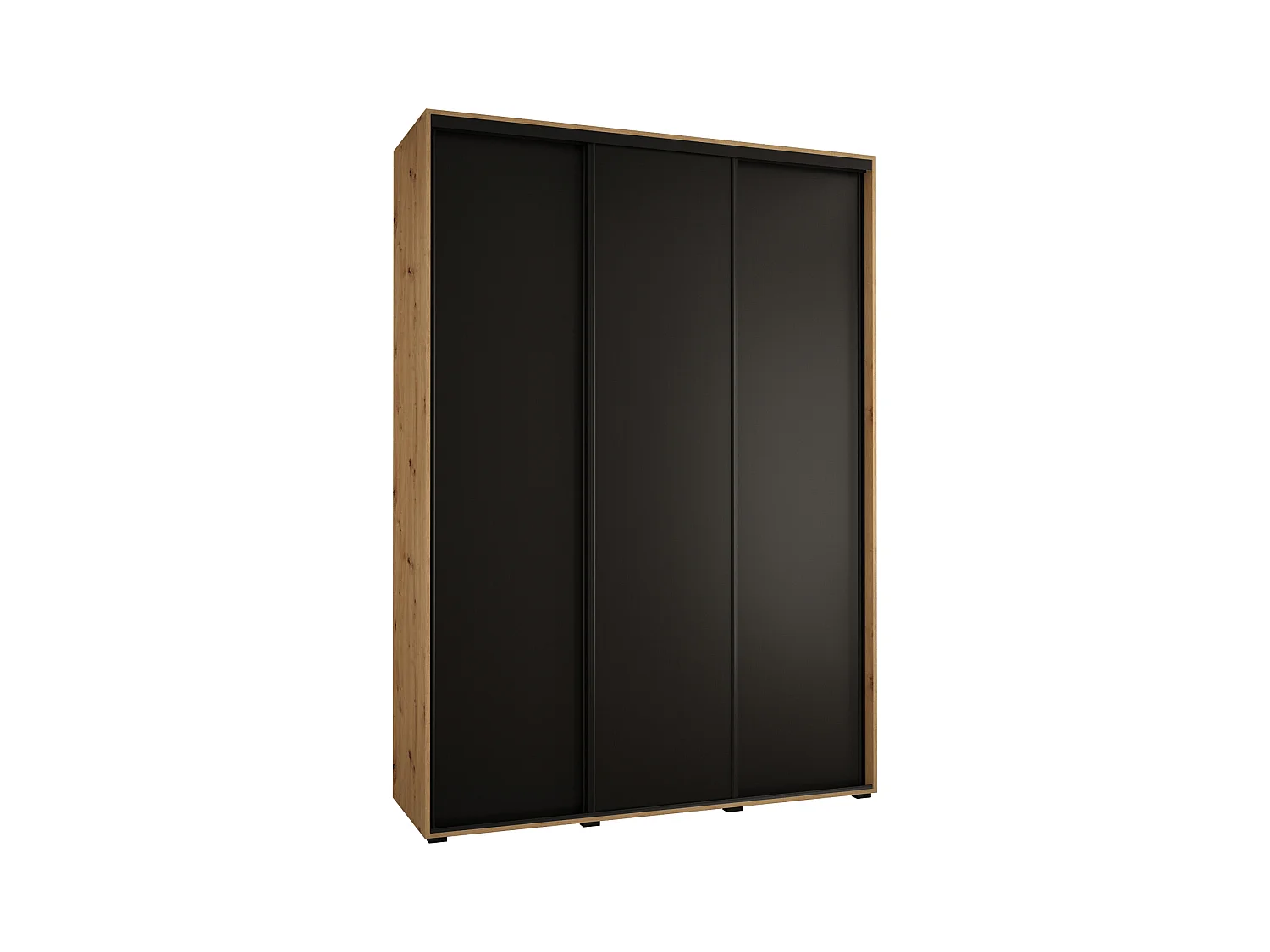ARMOIRE DAVOS 1 À PORTES COULISSANTES 235,2/180/45 3 portes (Artisan/Noir/Noir)