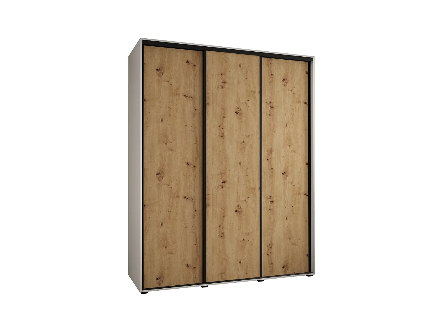 ARMOIRE DAVOS 1 À PORTES COULISSANTES 235,2/200/45 3 portes (Blanc/Artisan/Noir)
