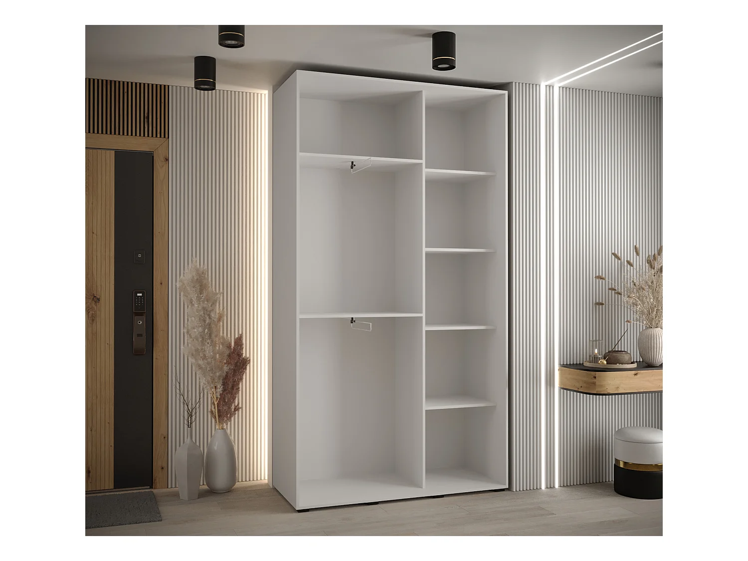 ARMOIRE DAVOS 2 À PORTES COULISSANTES 235,2/130/45 2 portes (Blanc/Blanc/Or)