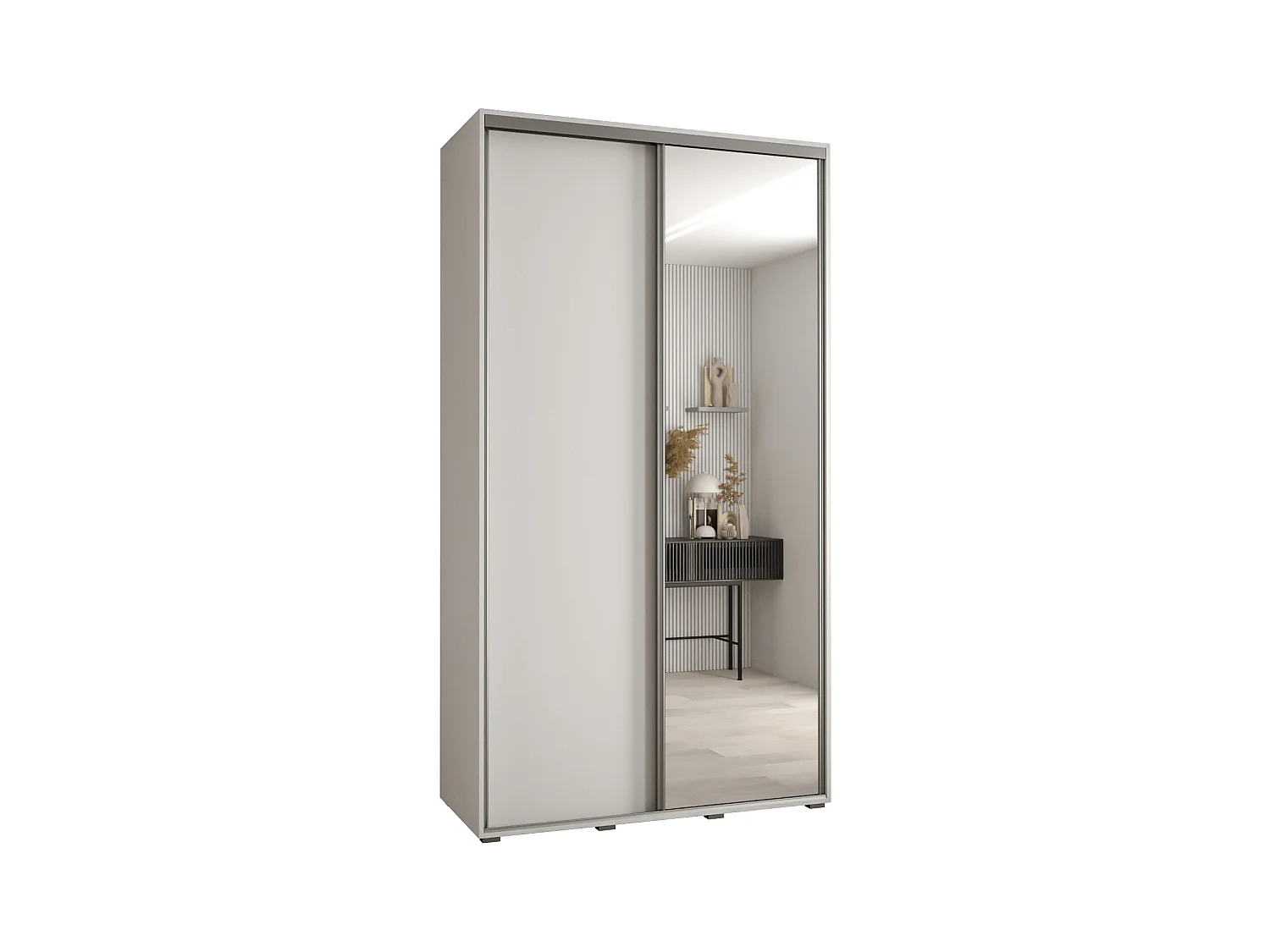 SCHWEBETÜRENSCHRANK DAVOS 3 235,2/140/60 2-türig (Weiß/Weiß/Silber)
