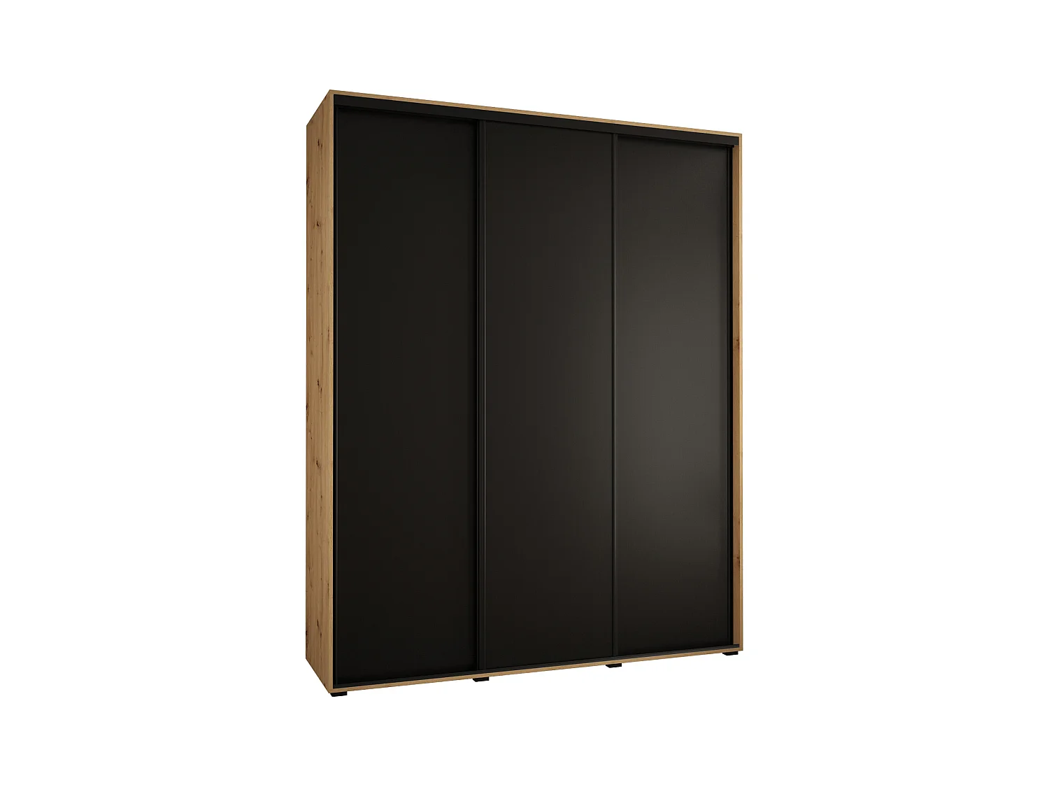 ARMOIRE DAVOS 1 À PORTES COULISSANTES 235,2/200/60 3 portes (Artisan/Noir/Noir)
