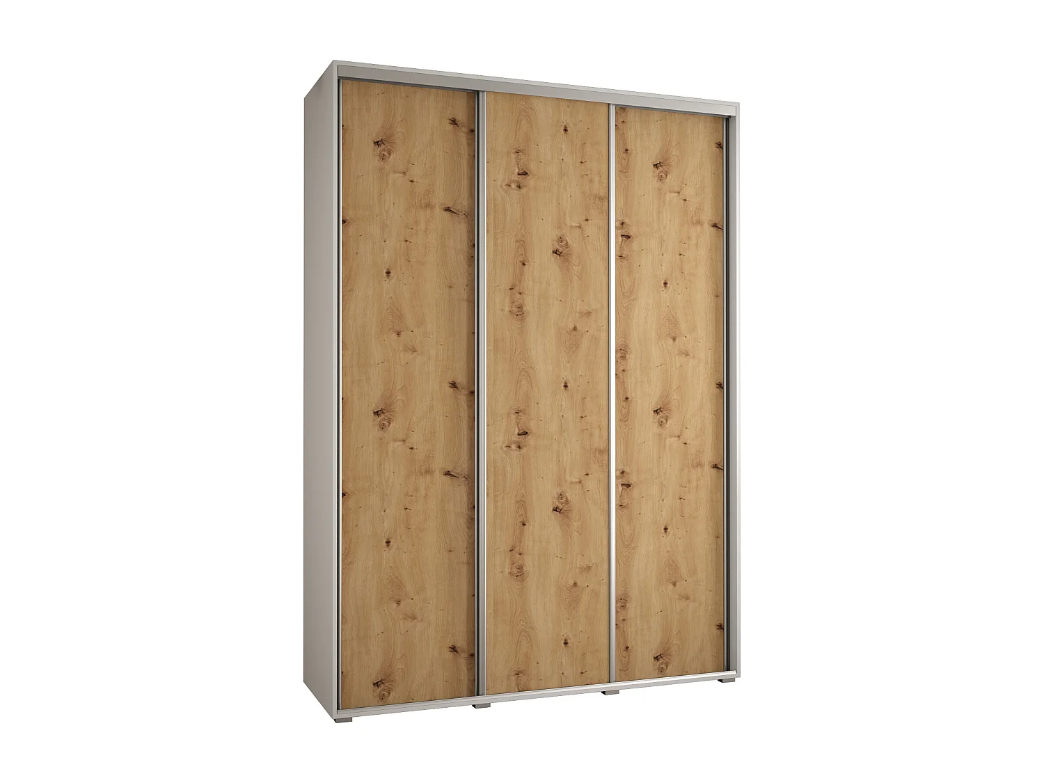 ARMOIRE DAVOS 1 À PORTES COULISSANTES 235,2/180/45 3 portes (Blanc/Artisan/Argent)