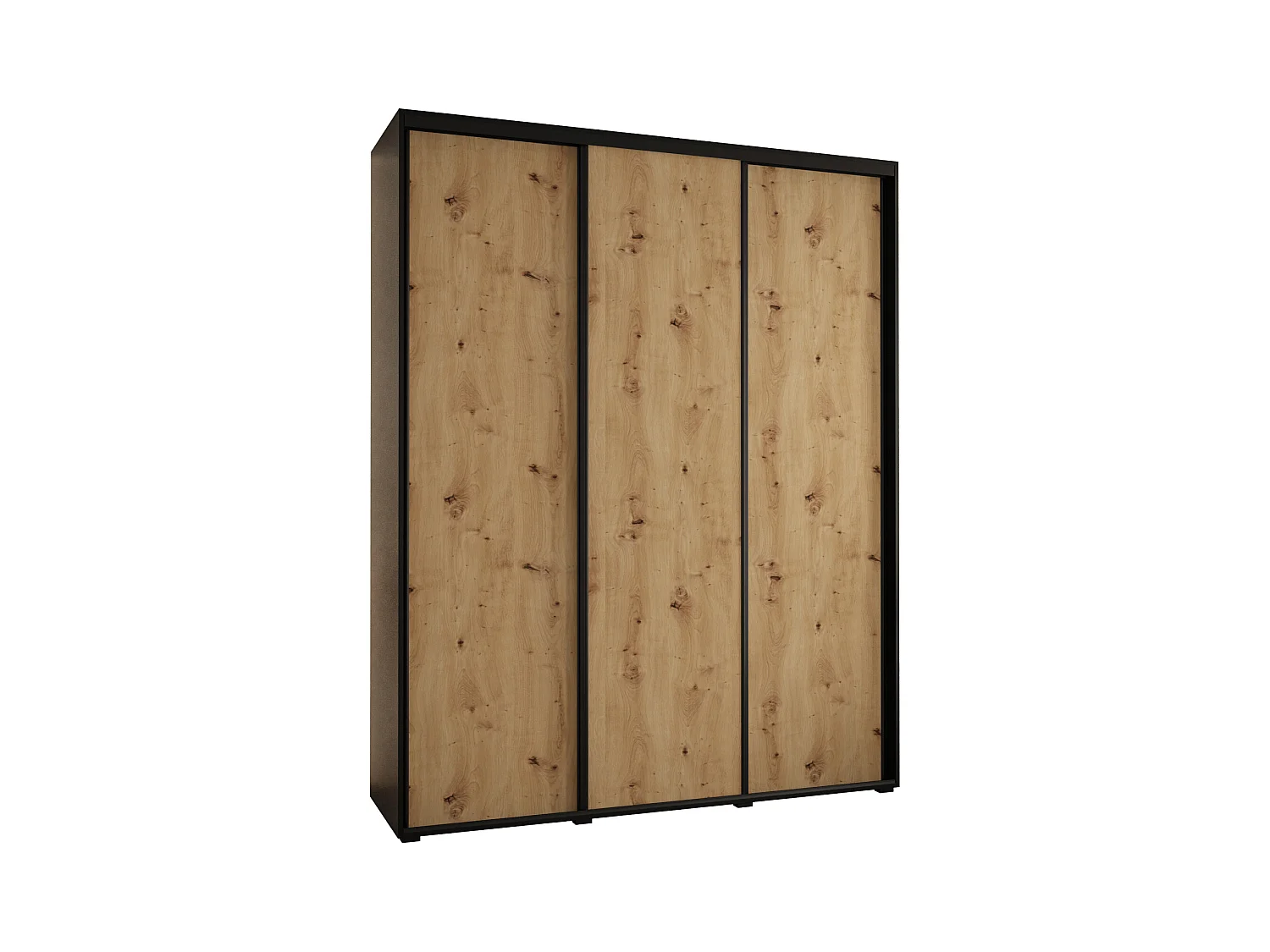 ARMOIRE DAVOS 1 À PORTES COULISSANTES 235,2/200/60 3 portes (Noir/Artisan/Noir)