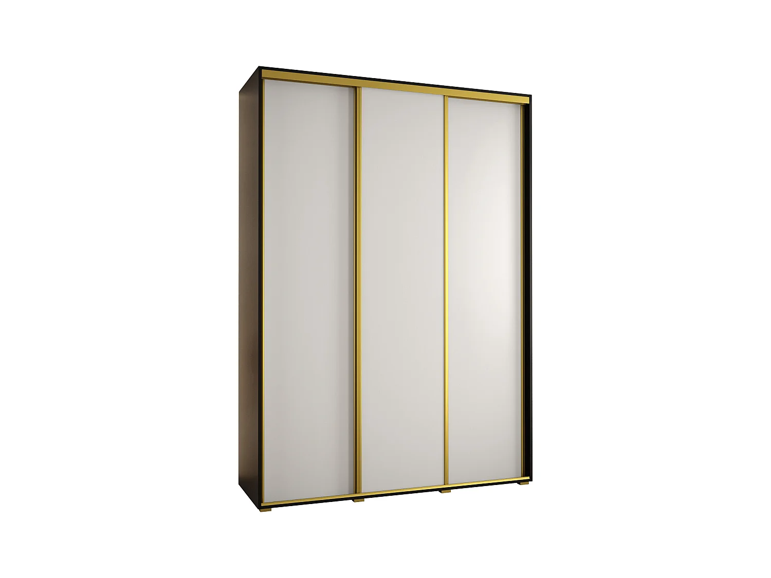 ARMOIRE DAVOS 1 À PORTES COULISSANTES 235,2/180/60 3 portes (Noir/Blanc/Or)