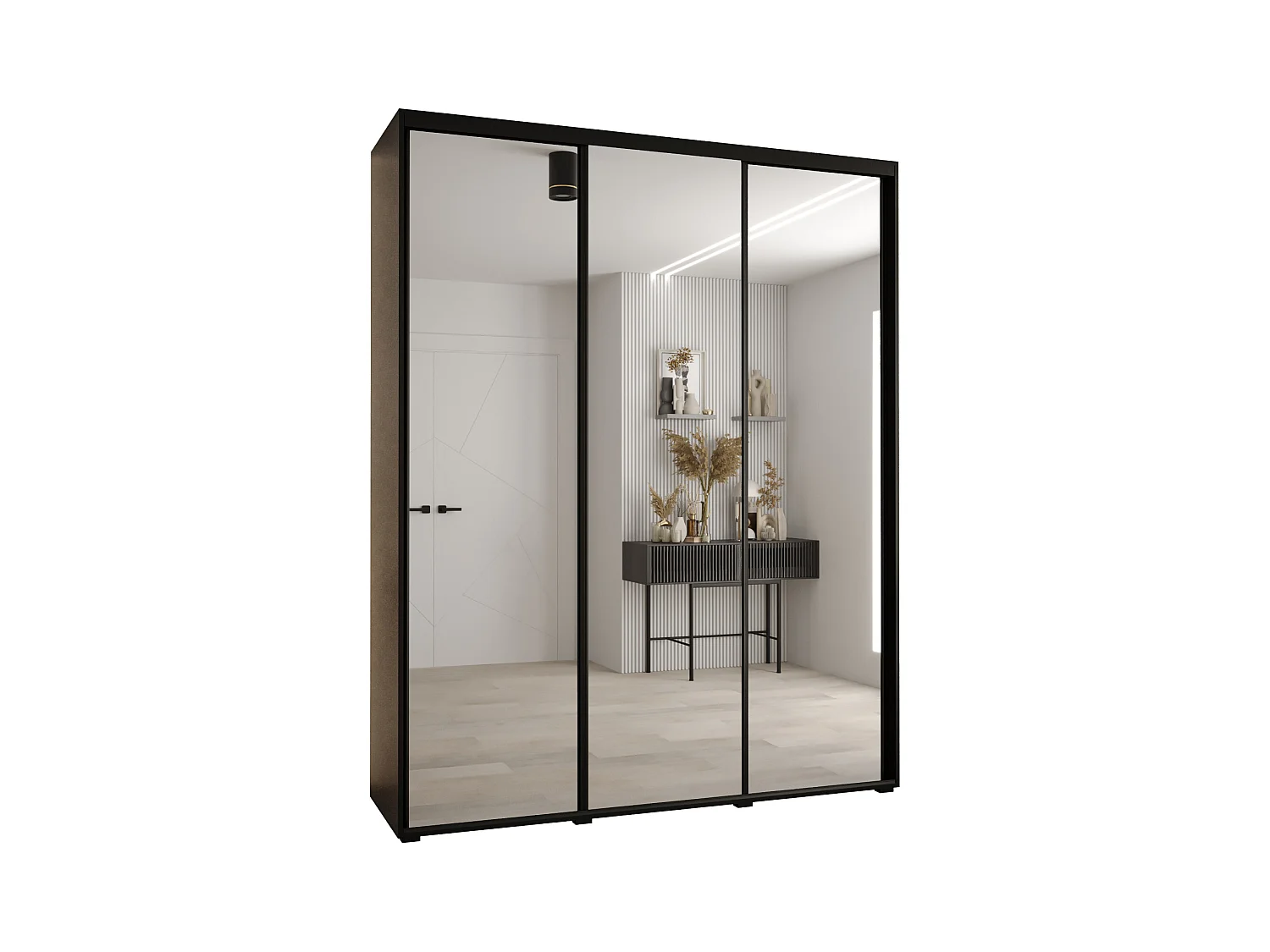 SCHWEBETÜRENSCHRANK DAVOS 2 235,2/190/45 3-türig (Schwarz/Schwarz/Schwarz)