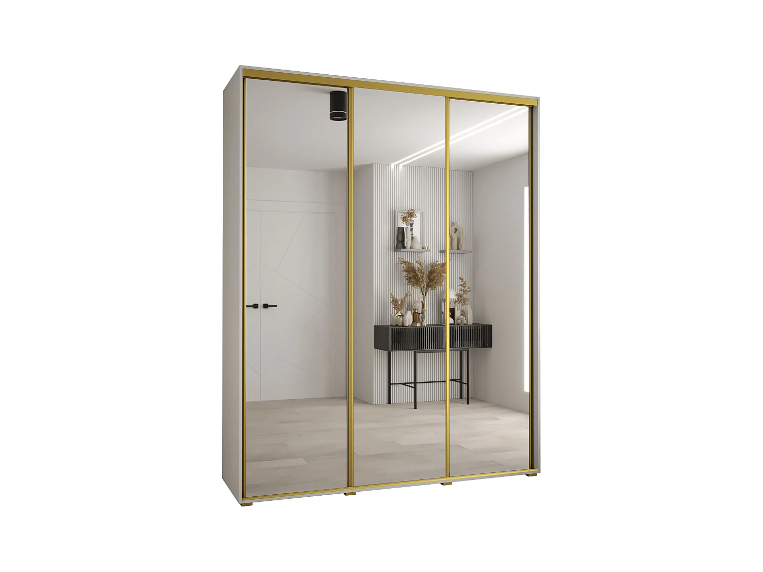 SCHWEBETÜRENSCHRANK DAVOS 2 235,2/190/45 3-türig (Weiß/Weiß/Gold)