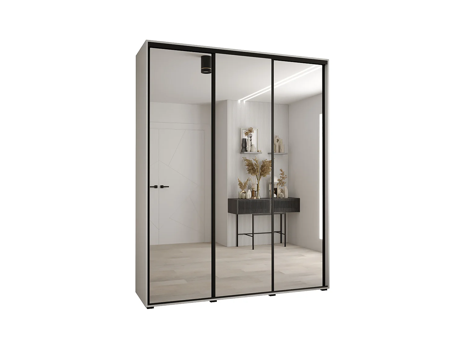 SCHWEBETÜRENSCHRANK DAVOS 2 235,2/190/45 3-türig (Weiß/Weiß/Schwarz)