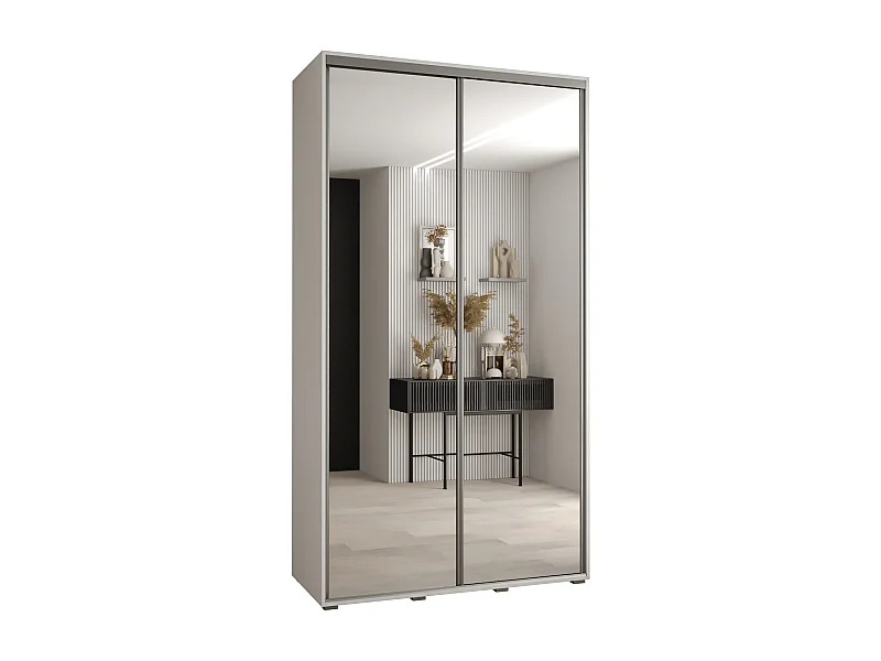 ARMOIRE DAVOS 2 À PORTES COULISSANTES 235,2/140/45 2 portes (Blanc/Blanc/Argent)