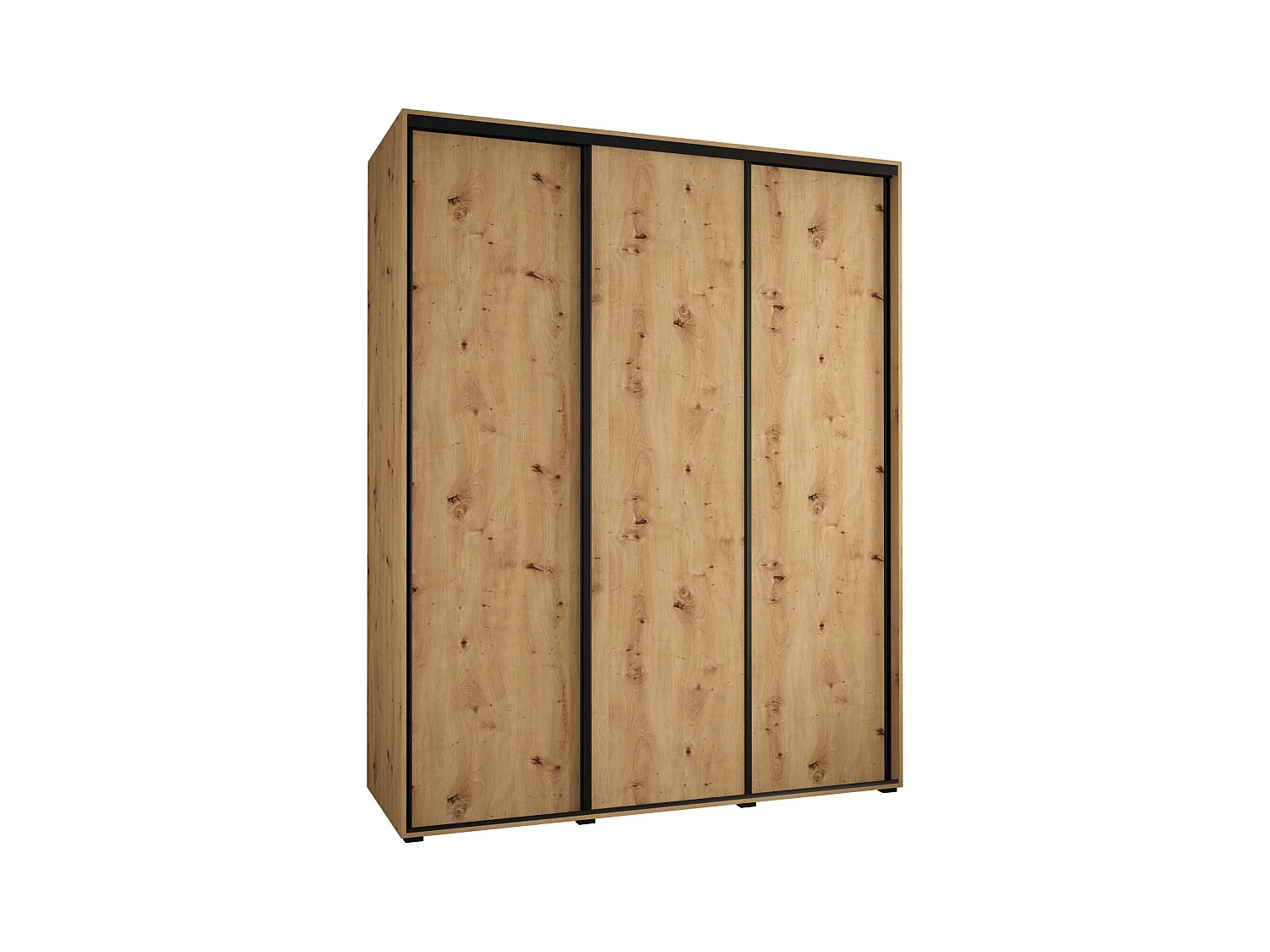 ARMOIRE DAVOS 1 À PORTES COULISSANTES 235,2/200/60 3 portes (Artisan/Artisan/Noir)