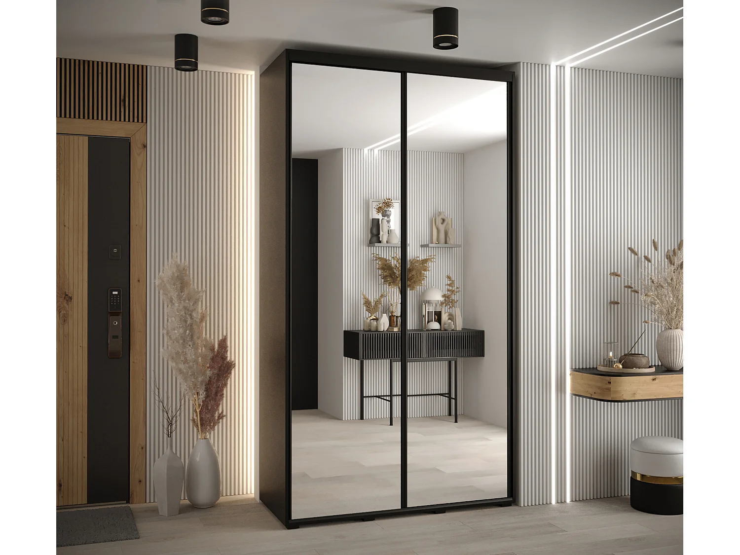 ARMARIO DAVOS 2 DE PUERTAS CORREDERAS 235,2/140/45 2 puertas (Negro/Negro/Negro)