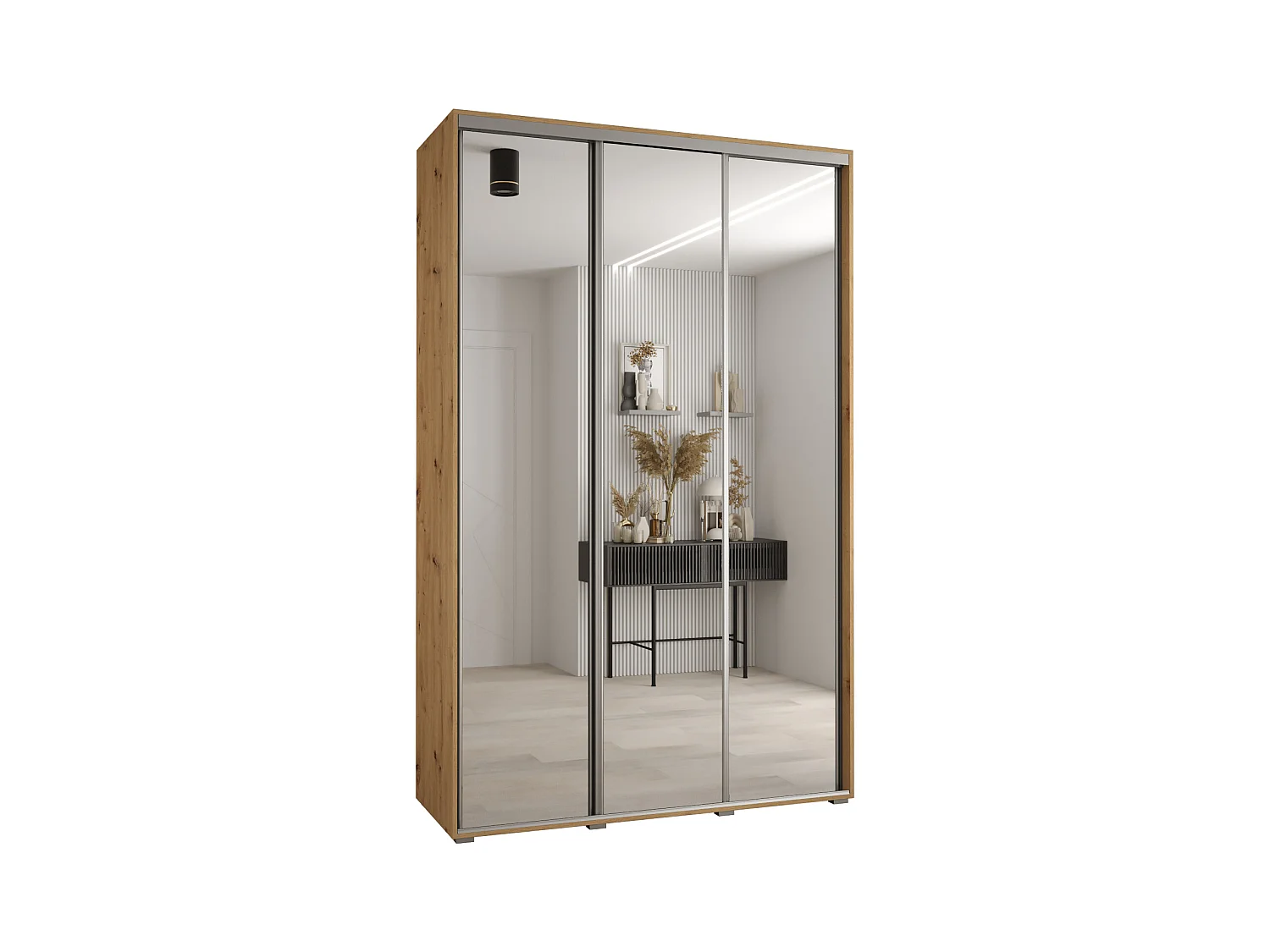 ARMOIRE DAVOS 2 À PORTES COULISSANTES 235,2/180/60 3 portes (Artisan/Artisan/Argent)
