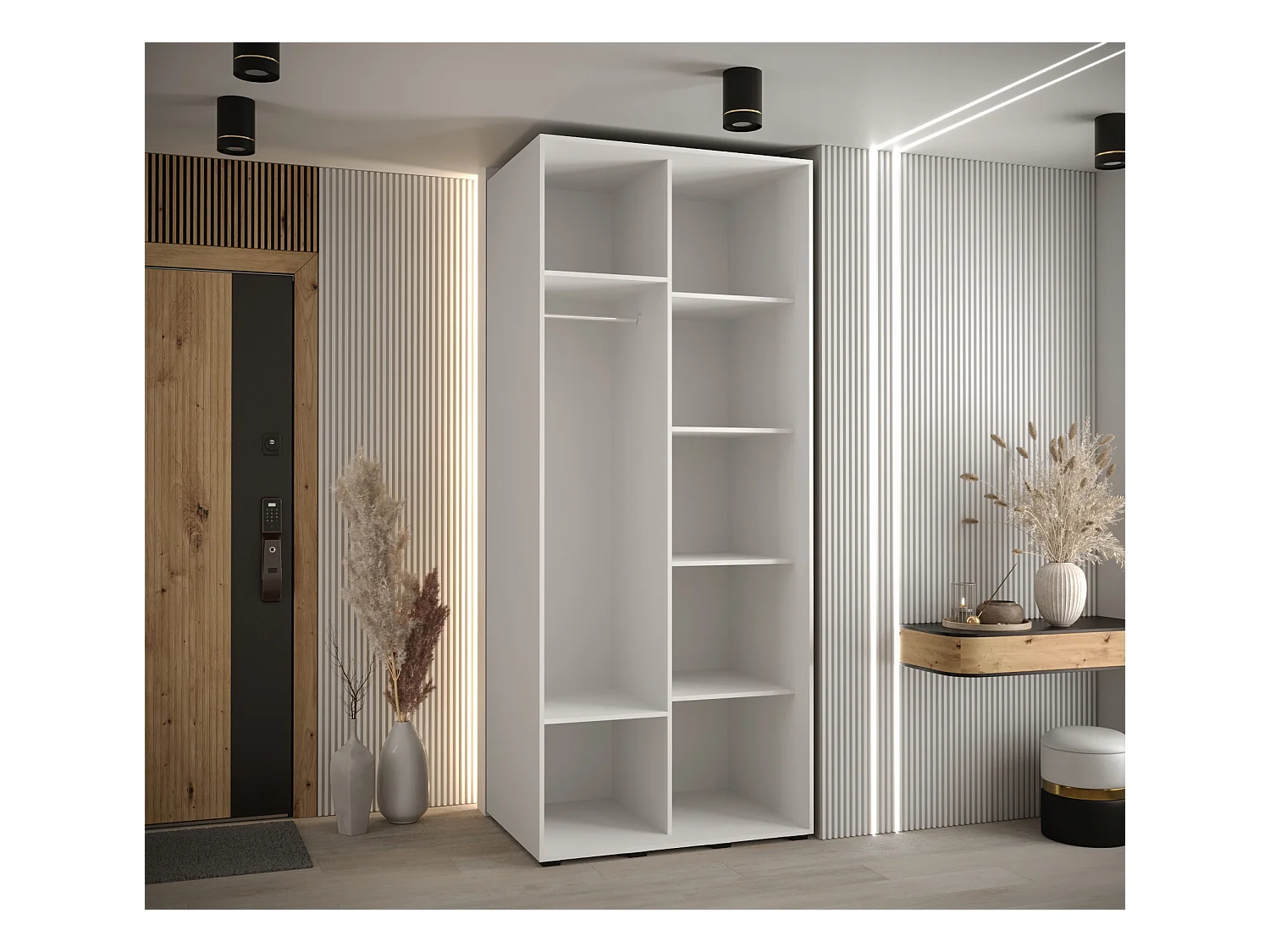 ARMOIRE DAVOS 3 À PORTES COULISSANTES 235,2/130/60 2 portes (Blanc/Artisan/Noir)