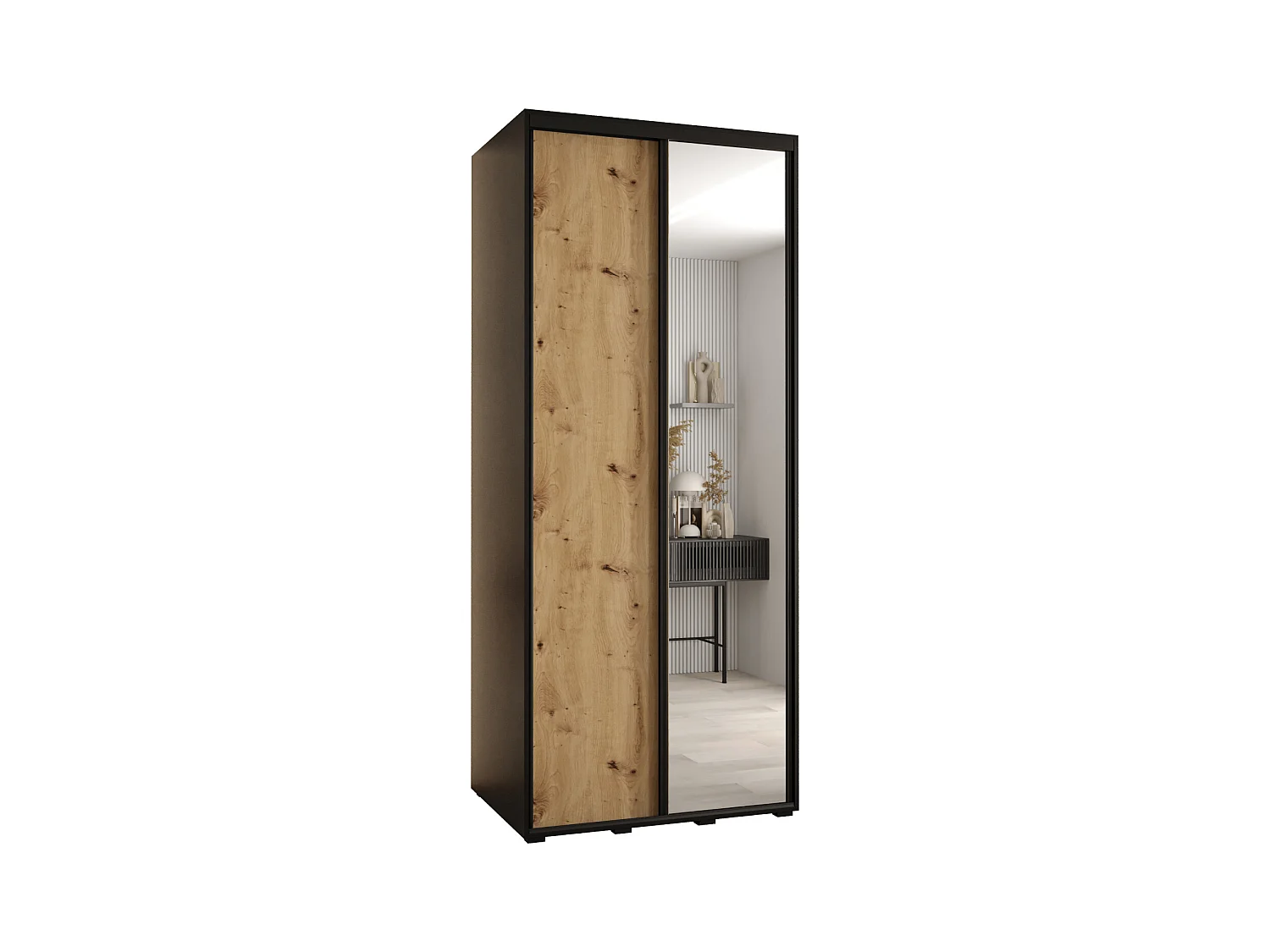 SCHWEBETÜRENSCHRANK DAVOS 3 235,2/120/60 2-türig (Schwarz/Artisan/Schwarz)