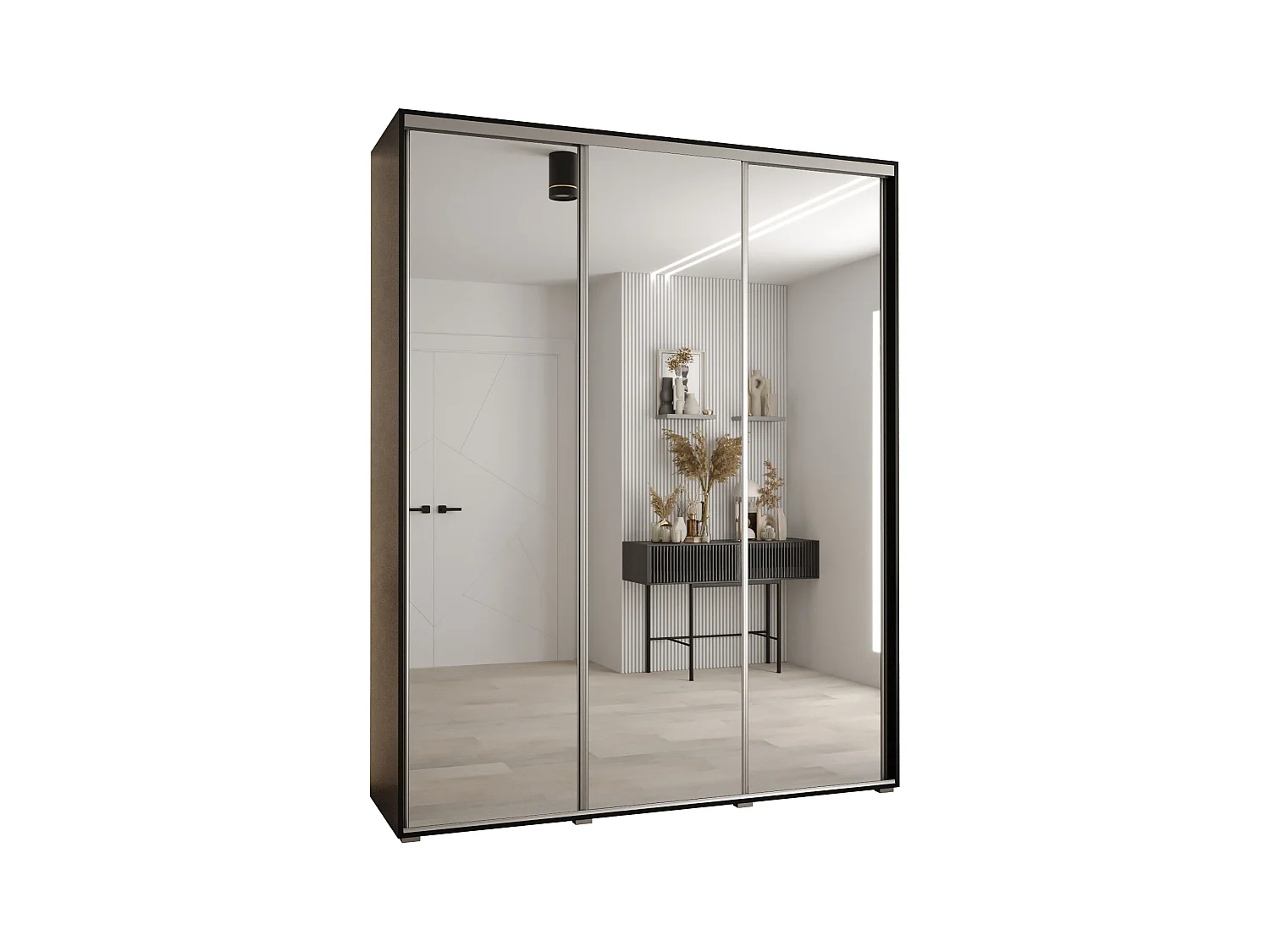 SCHWEBETÜRENSCHRANK DAVOS 2 235,2/190/45 3-türig (Schwarz/Schwarz/Silber)
