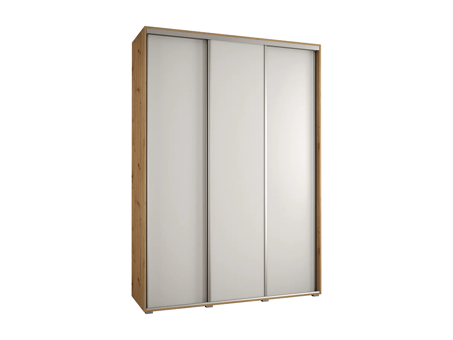 ARMOIRE DAVOS 1 À PORTES COULISSANTES 235,2/180/60 3 portes (Artisan/Blanc/Argent)