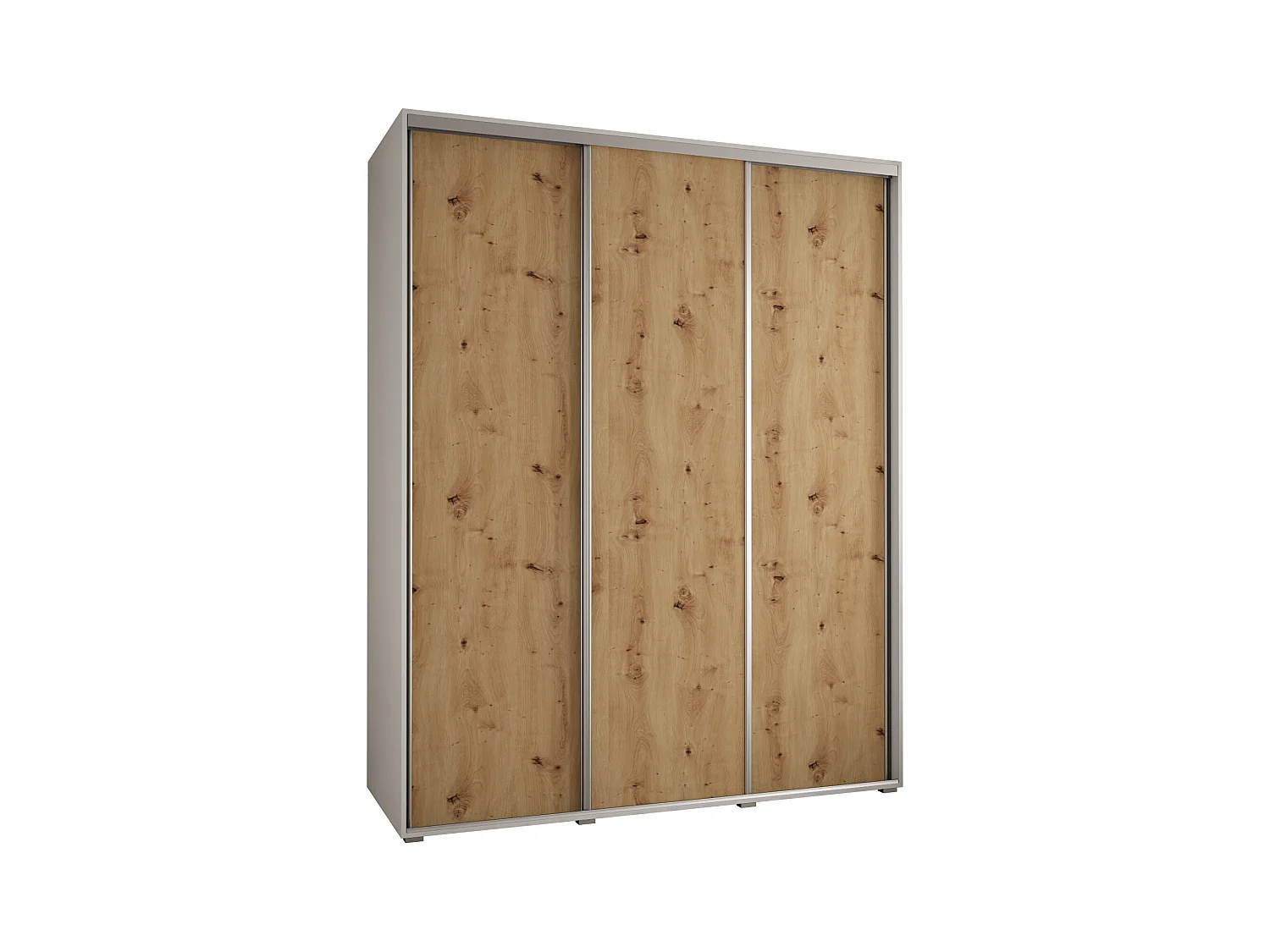 ARMOIRE DAVOS 1 À PORTES COULISSANTES 235,2/200/60 3 portes (Blanc/Artisan/Argent)