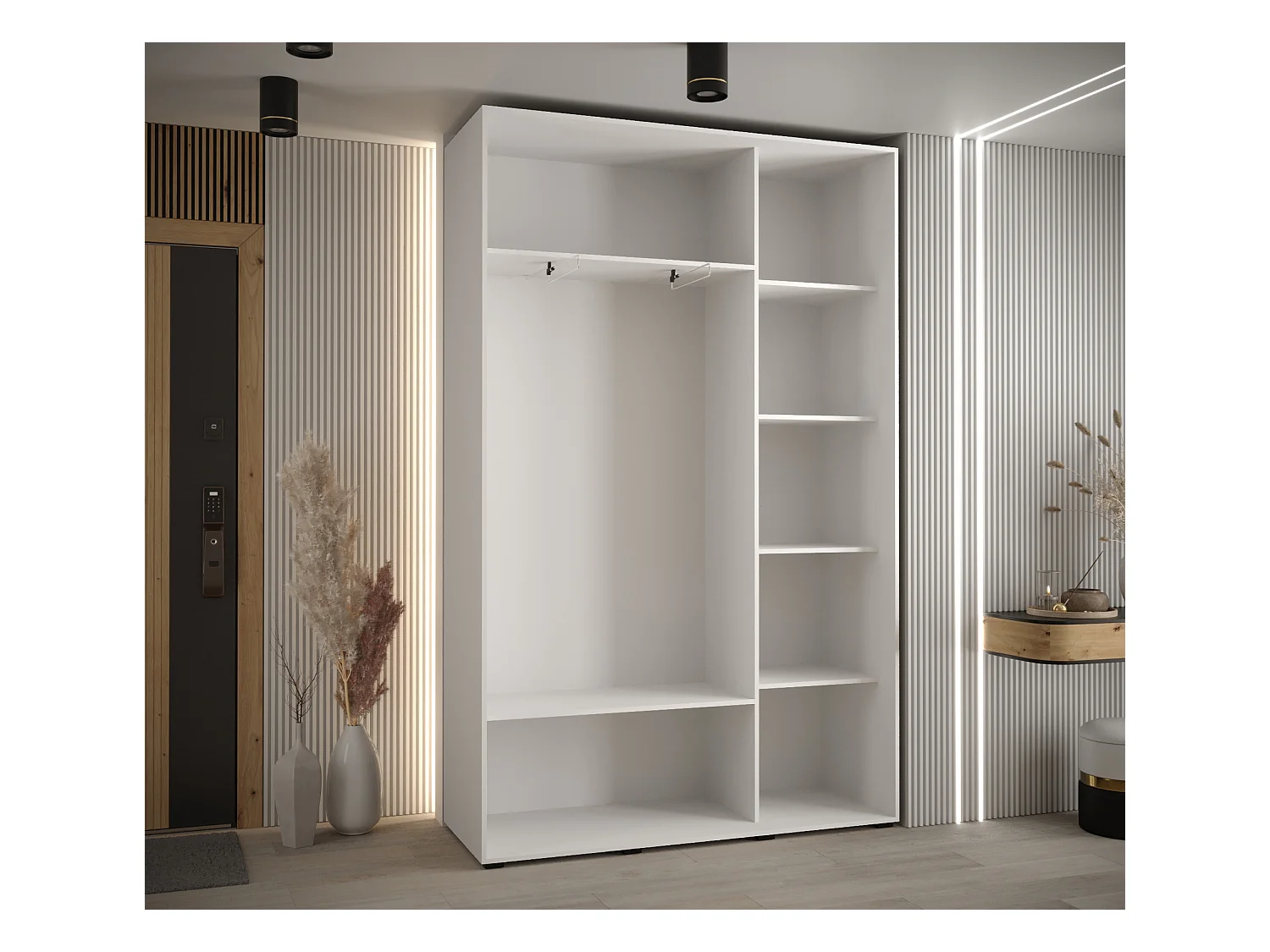 ARMOIRE DAVOS 2 À PORTES COULISSANTES 235,2/150/45 3 portes (Blanc/Blanc/Or)