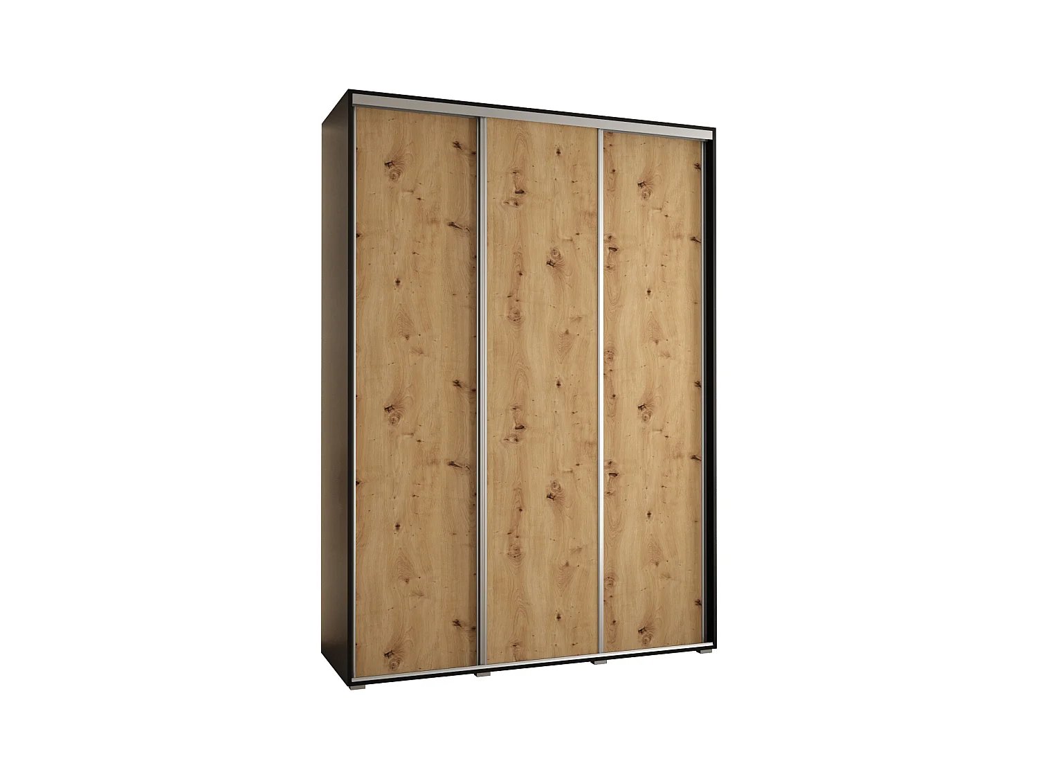 ARMOIRE DAVOS 1 À PORTES COULISSANTES 235,2/170/60 3 portes (Noir/Artisan/Argent)