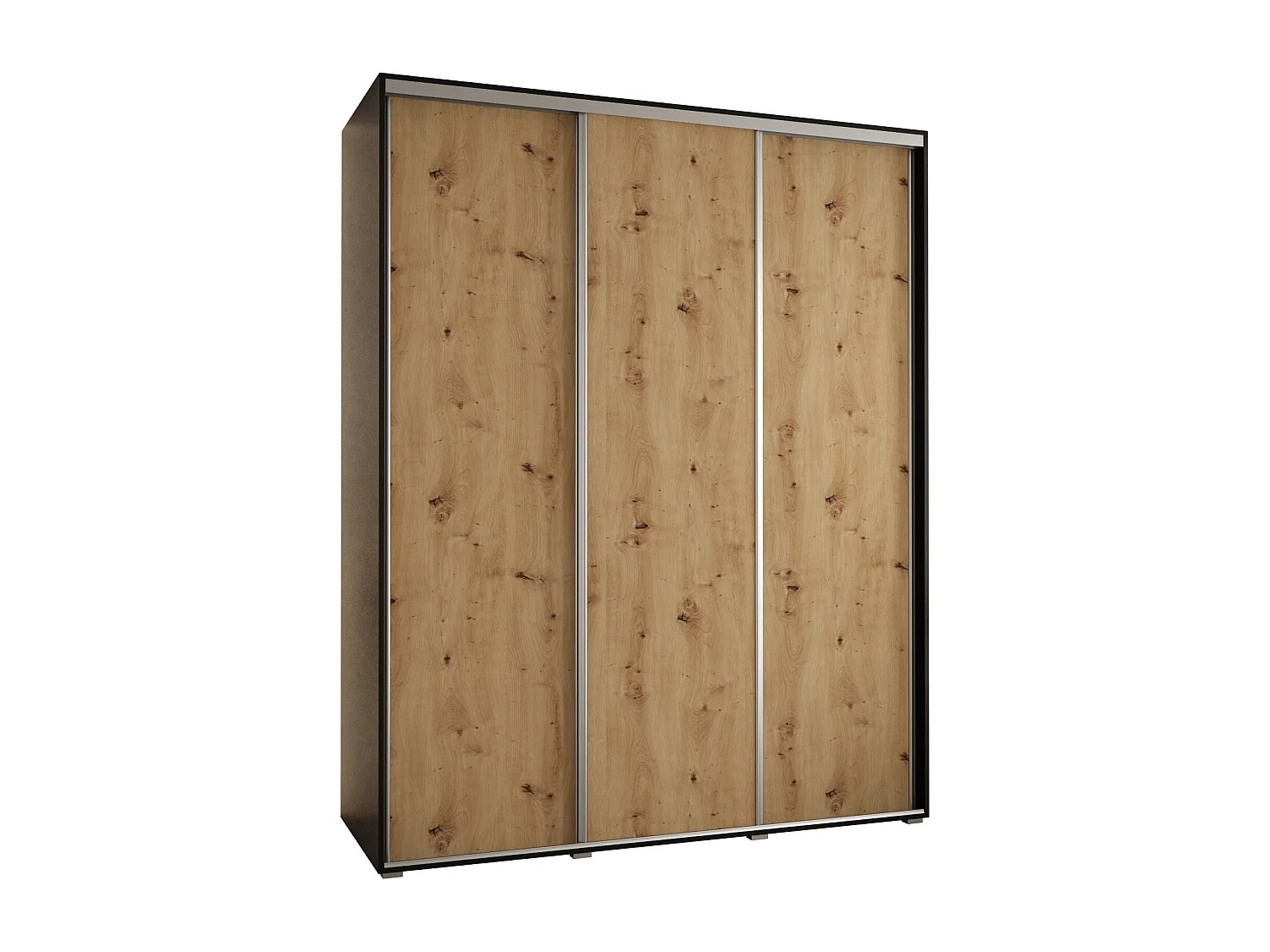 ARMOIRE DAVOS 1 À PORTES COULISSANTES 235,2/200/45 3 portes (Noir/Artisan/Argent)