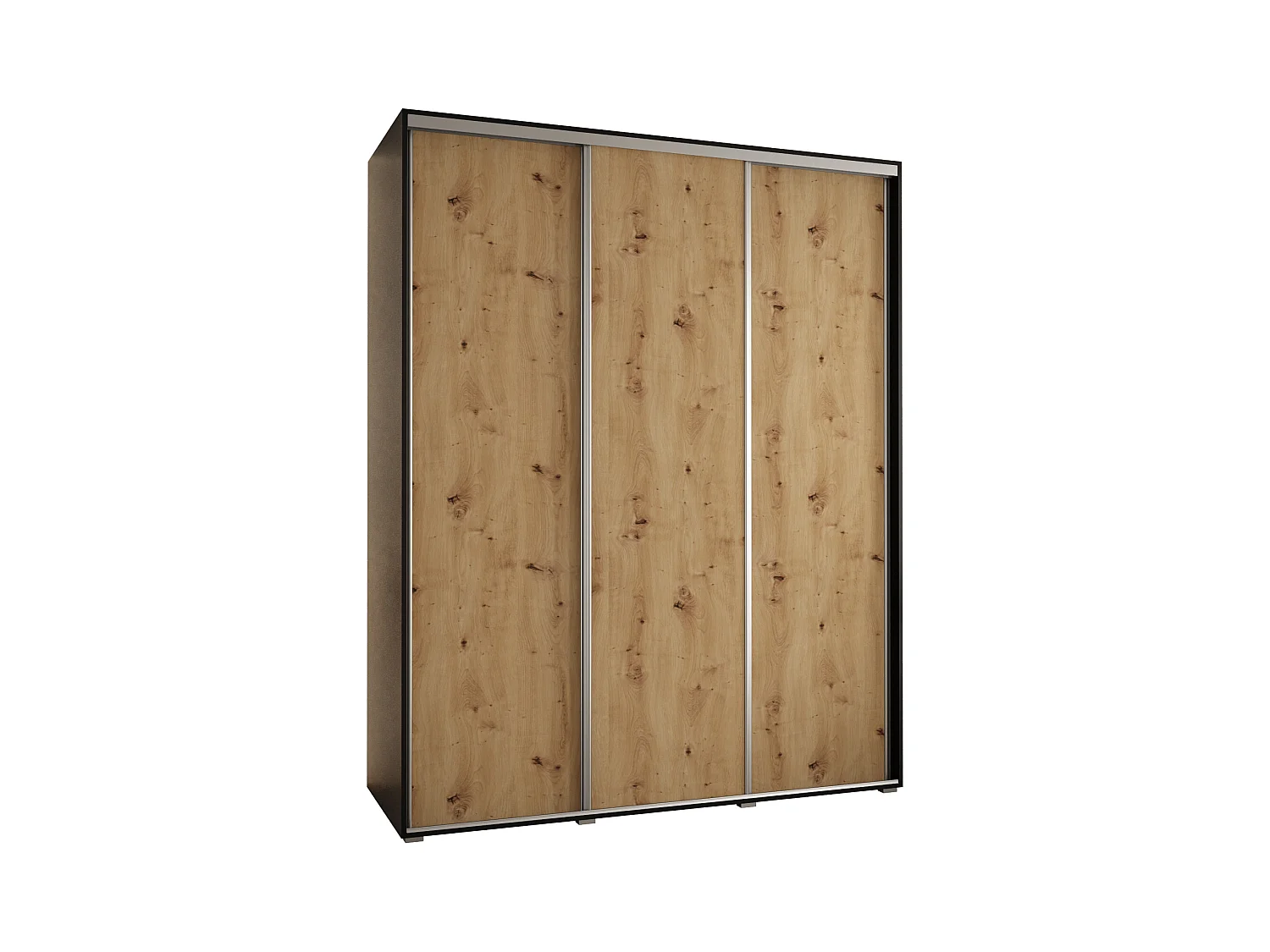 ARMOIRE DAVOS 1 À PORTES COULISSANTES 235,2/200/45 3 portes (Noir/Artisan/Argent)