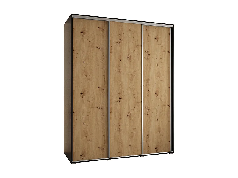 ARMOIRE DAVOS 1 À PORTES COULISSANTES 235,2/200/45 3 portes (Noir/Artisan/Argent)