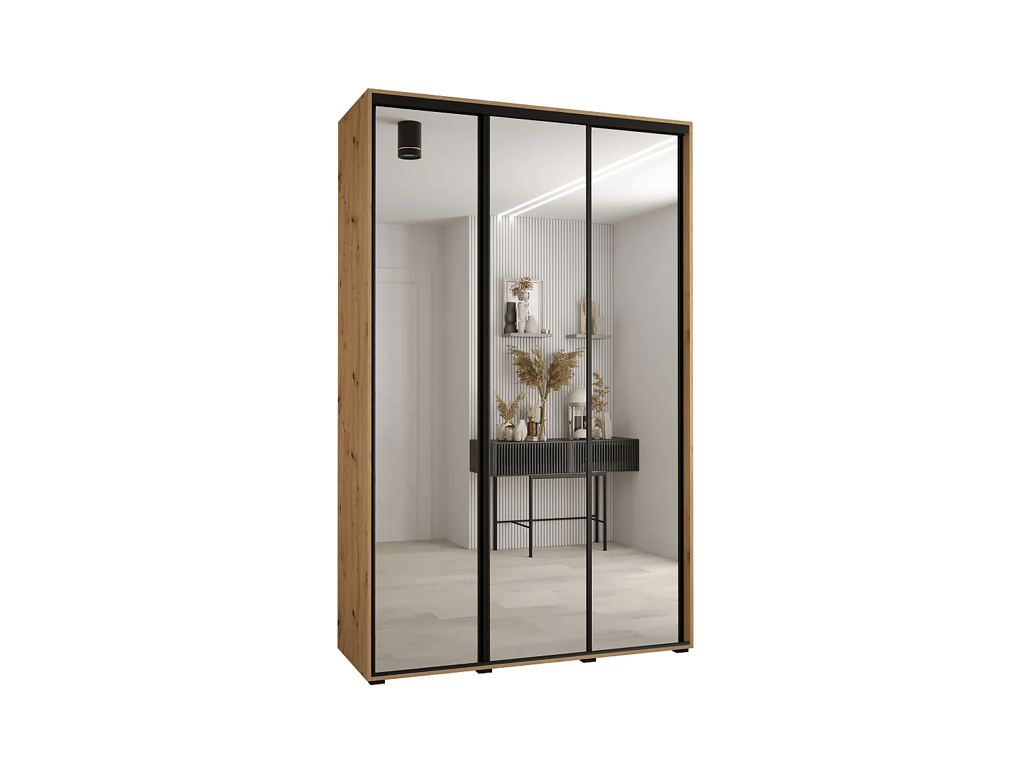 ARMOIRE DAVOS 2 À PORTES COULISSANTES 235,2/150/60 3 portes (Artisan/Artisan/Noir)