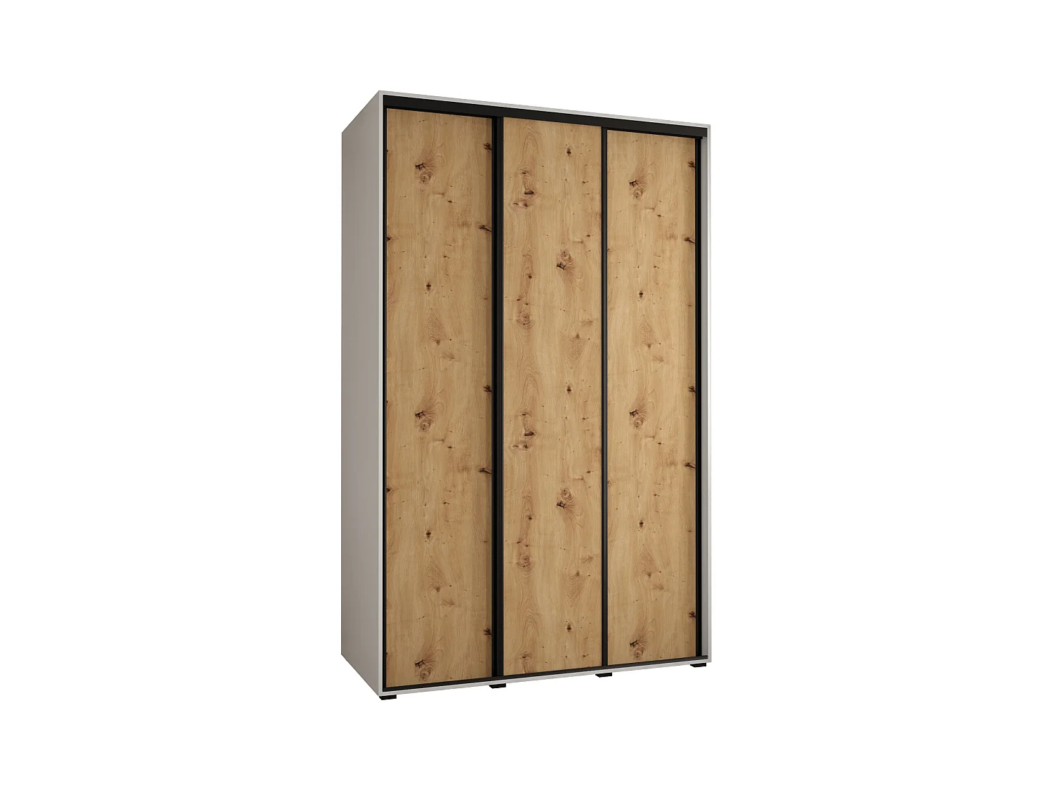 ARMOIRE DAVOS 1 À PORTES COULISSANTES 235,2/160/60 3 portes (Blanc/Artisan/Noir)