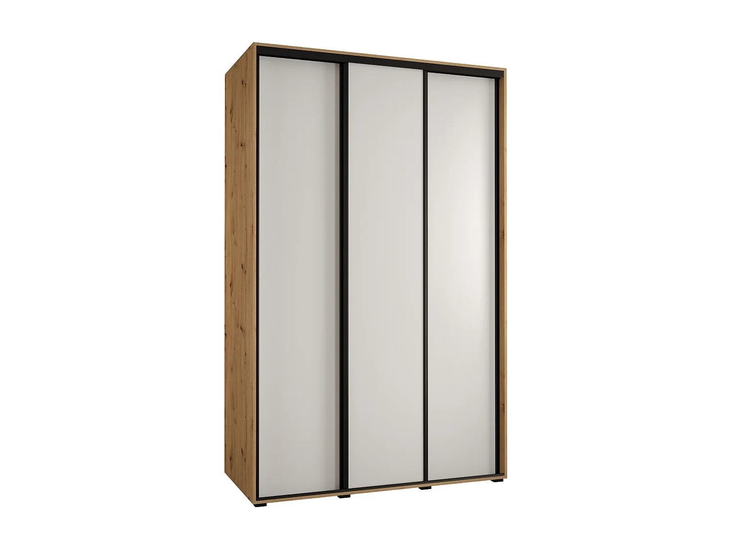 ARMOIRE DAVOS 1 À PORTES COULISSANTES 235,2/160/45 3 portes (Artisan/Blanc/Noir)