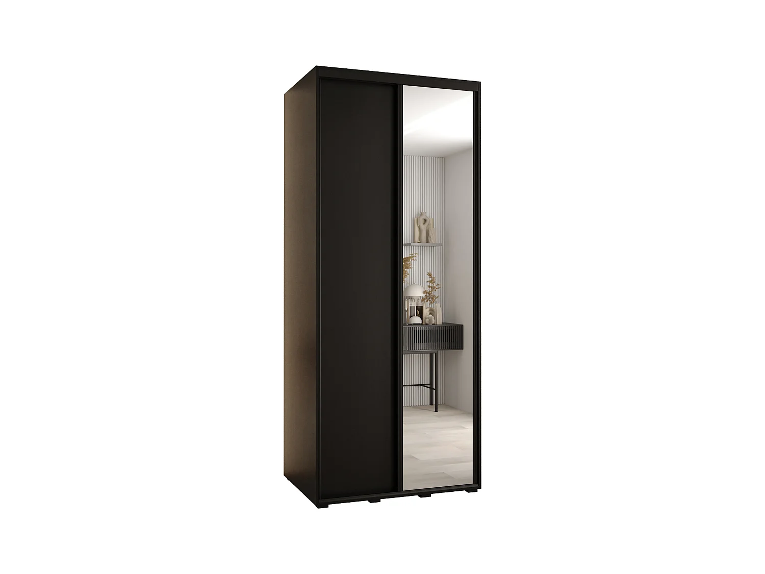 SCHWEBETÜRENSCHRANK DAVOS 3 235,2/100/60 2-türig (Schwarz/Schwarz/Schwarz)
