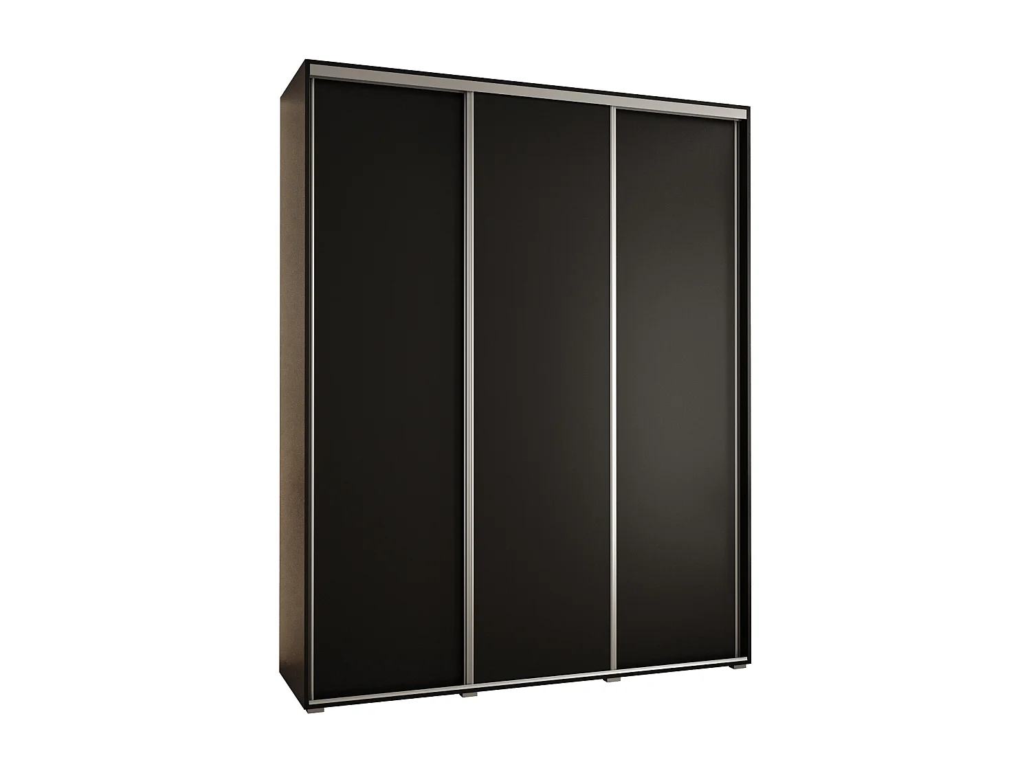 ARMOIRE DAVOS 1 À PORTES COULISSANTES 235,2/190/60 3 portes (Noir/Noir/Argent)