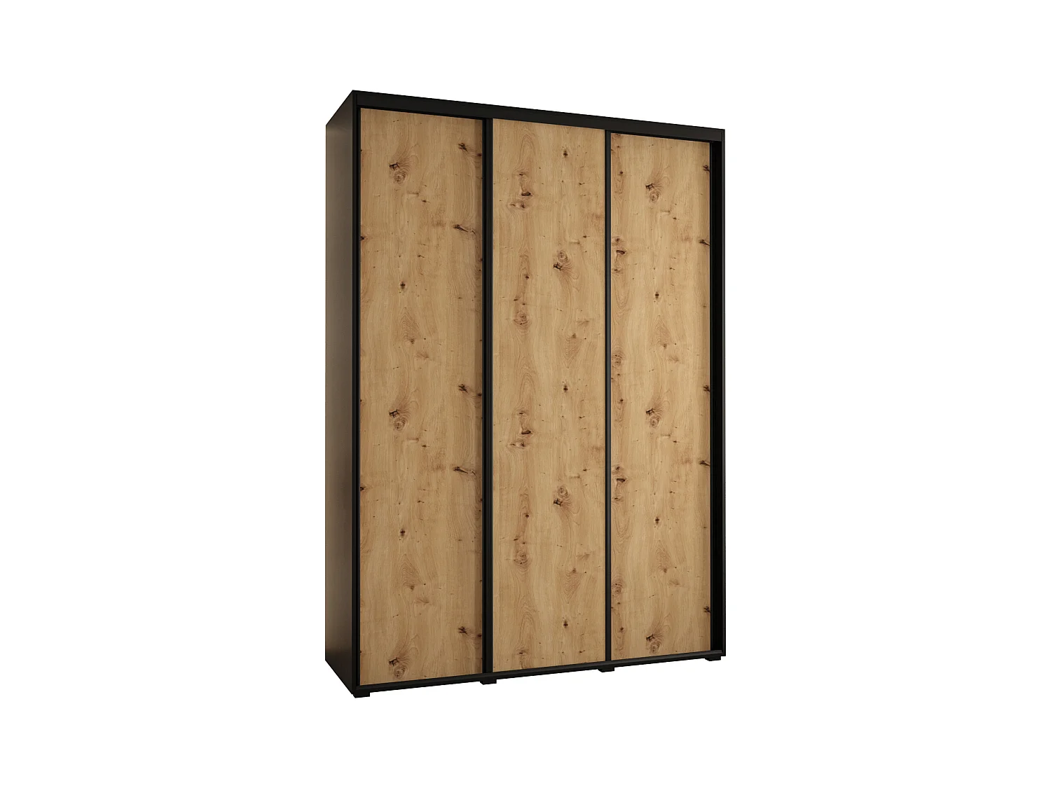 ARMOIRE DAVOS 1 À PORTES COULISSANTES 235,2/180/60 3 portes (Noir/Artisan/Noir)