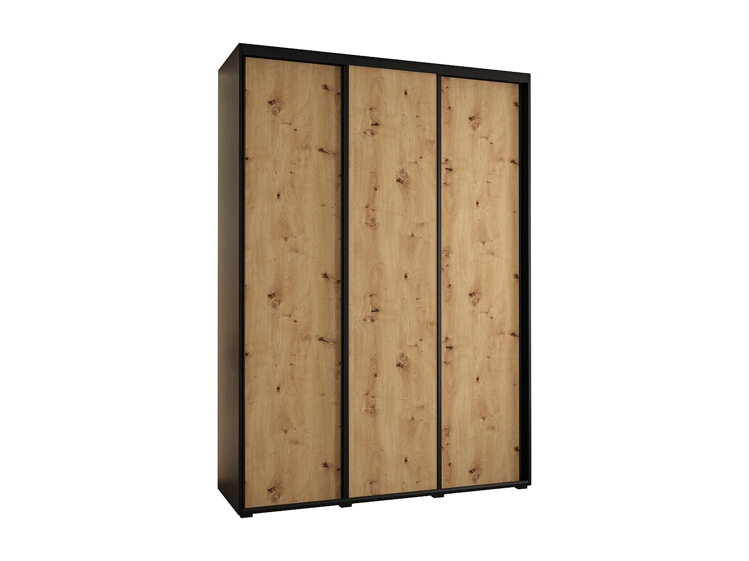 ARMOIRE DAVOS 1 À PORTES COULISSANTES 235,2/180/60 3 portes (Noir/Artisan/Noir)