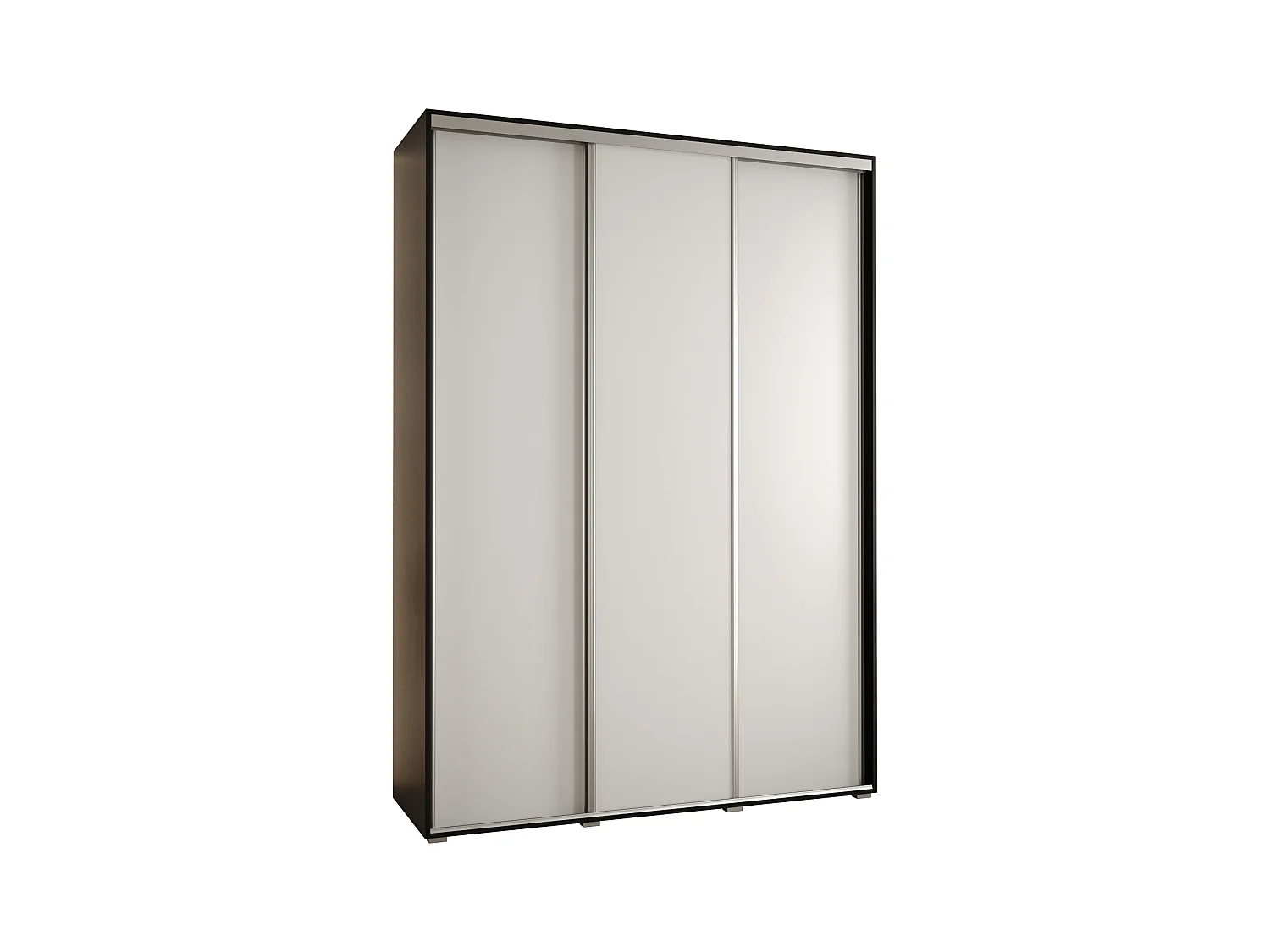 ARMOIRE DAVOS 1 À PORTES COULISSANTES 235,2/180/45 3 portes (Noir/Blanc/Argent)