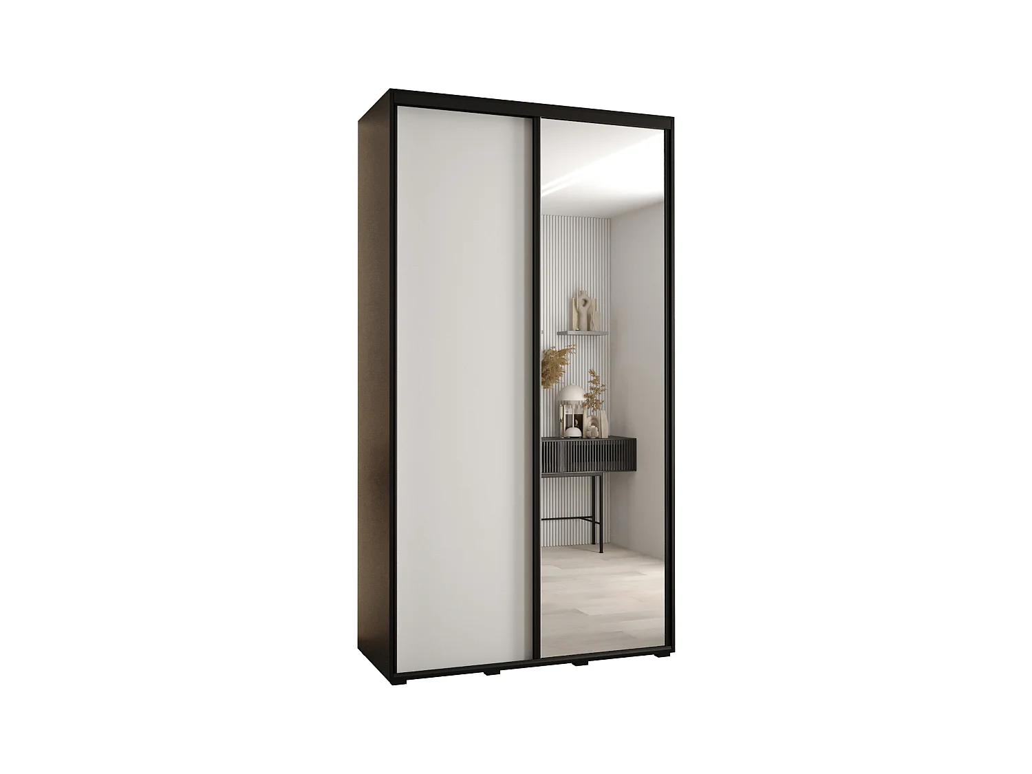 ARMOIRE DAVOS 3 À PORTES COULISSANTES 235,2/140/60 2 portes (Noir/Blanc/Noir)