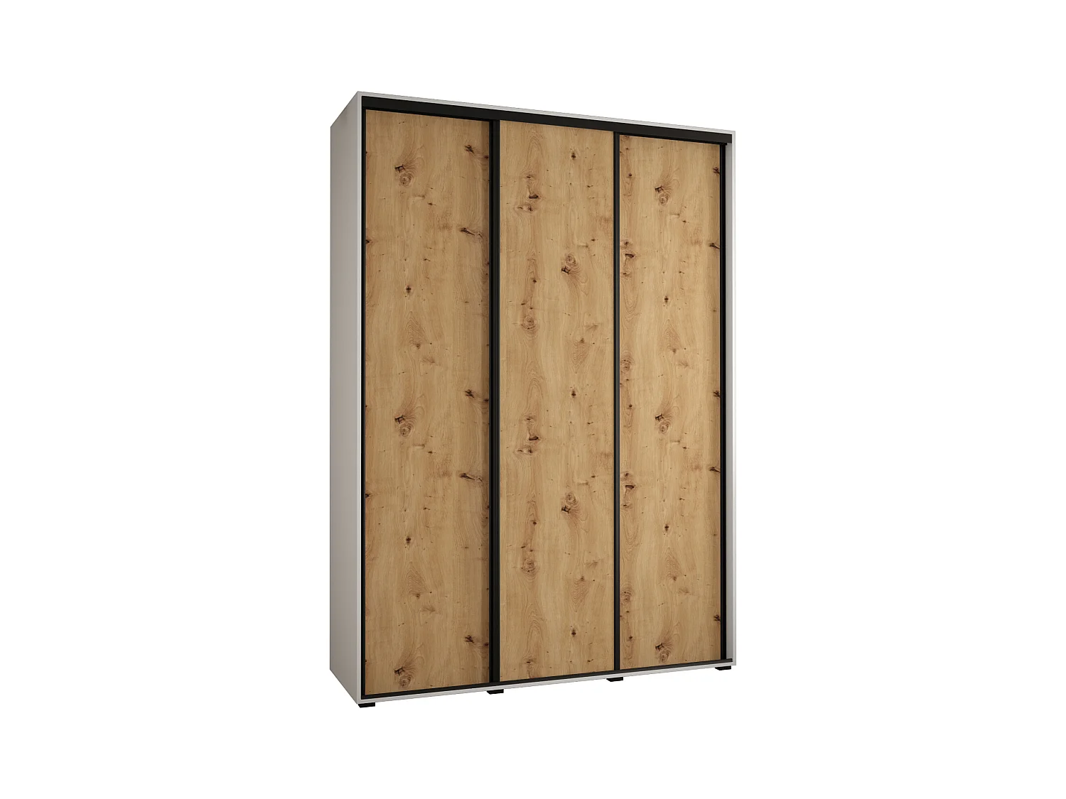 ARMOIRE DAVOS 1 À PORTES COULISSANTES 235,2/180/60 3 portes (Blanc/Artisan/Noir)