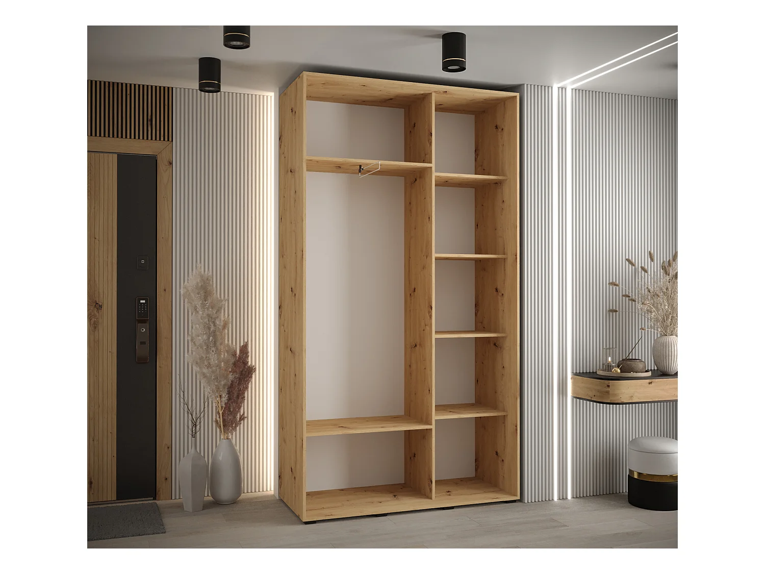 ARMARIO DAVOS 2 DE PUERTAS CORREDERAS 235,2/130/45 2 puertas (Artisan/Artisan/Negro)