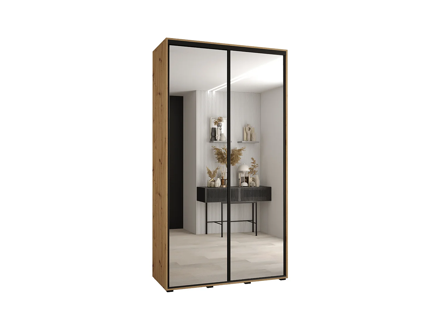 ARMOIRE DAVOS 2 À PORTES COULISSANTES 235,2/130/45 2 portes (Artisan/Artisan/Noir)