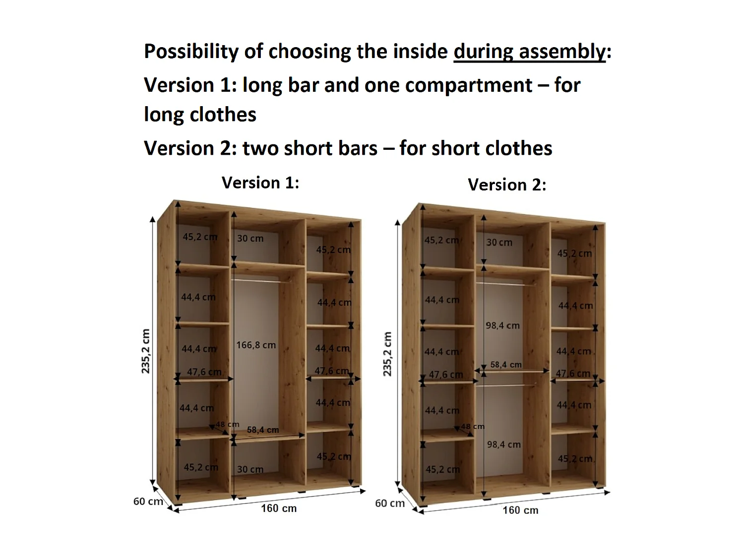 ARMOIRE DAVOS 1 À PORTES COULISSANTES 235,2/160/60 3 portes (Blanc/Blanc/Or)