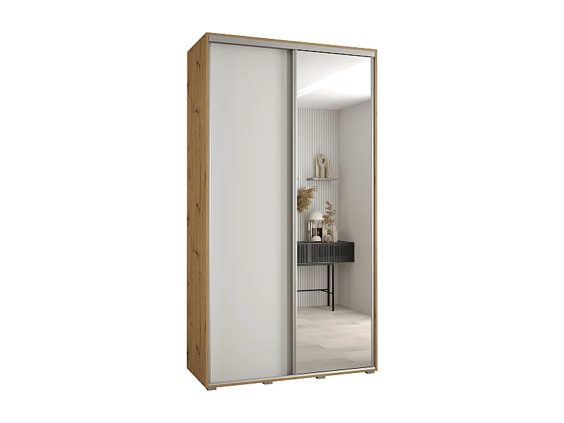 DAVOS 3 KLEDINGKAST MET SCHUIFDEUREN 235,2/140/60 2 deuren (Artisan/Wit/Zilver)