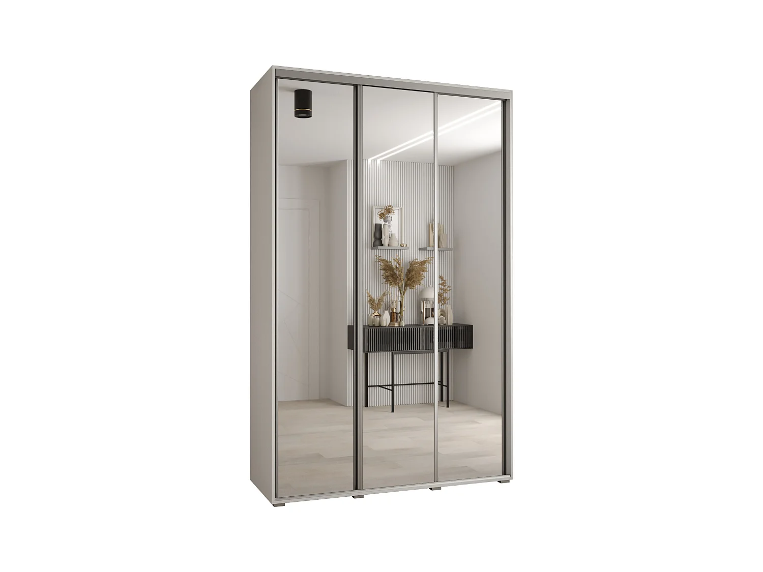 ARMOIRE DAVOS 2 À PORTES COULISSANTES 235,2/180/45 3 portes (Blanc/Blanc/Argent)