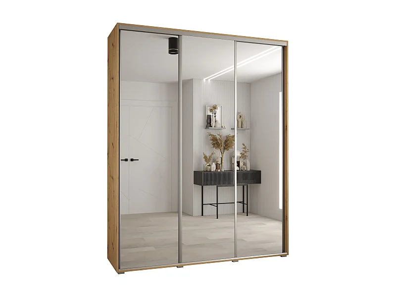 ARMOIRE DAVOS 2 À PORTES COULISSANTES 235,2/200/45 3 portes (Artisan/Artisan/Argent)