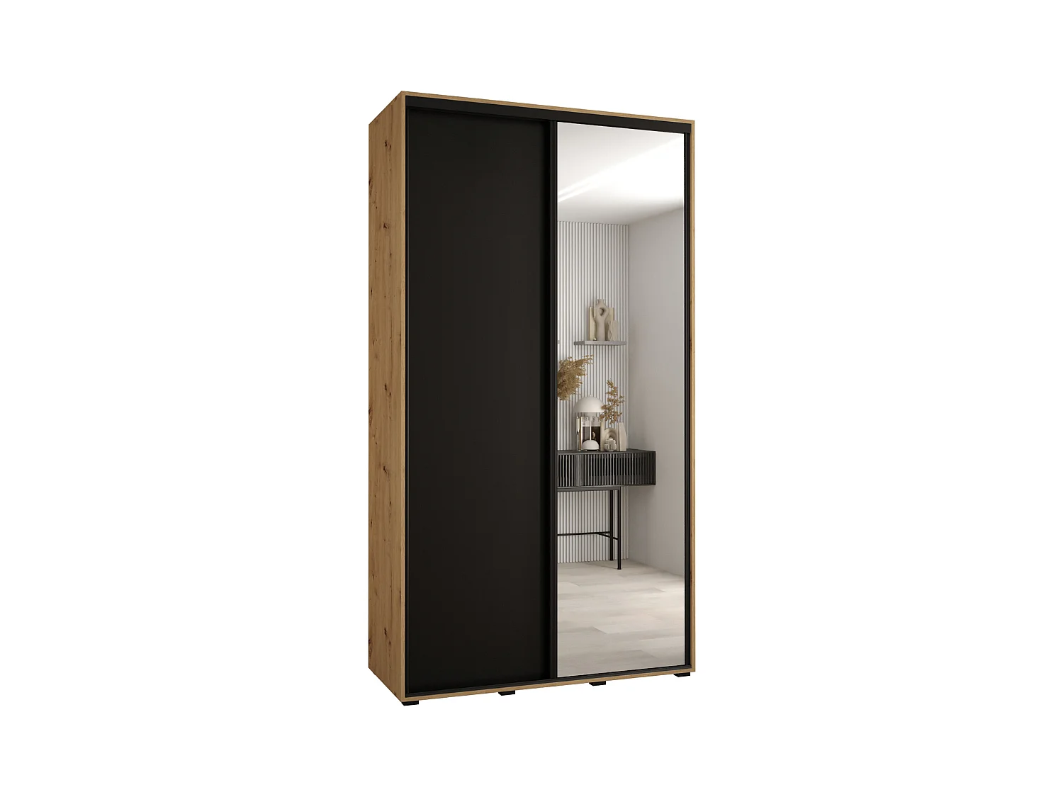 ARMOIRE DAVOS 3 À PORTES COULISSANTES 235,2/140/60 2 portes (Artisan/Noir/Noir)