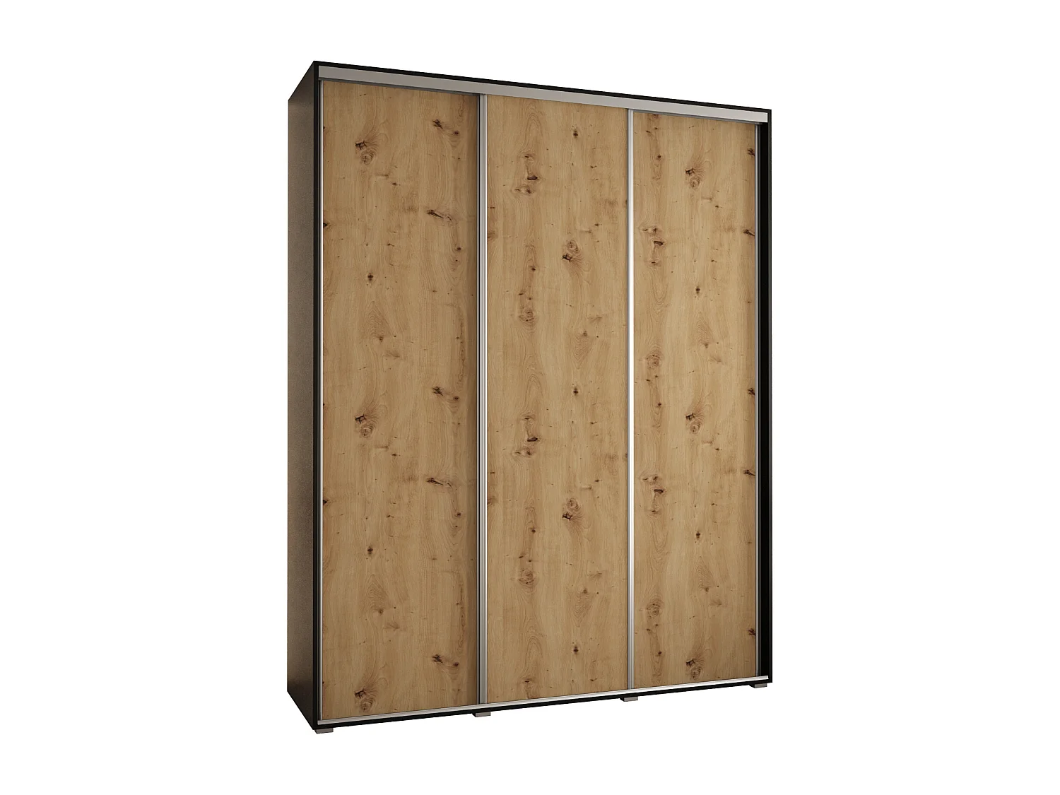 ARMOIRE DAVOS 1 À PORTES COULISSANTES 235,2/190/60 3 portes (Noir/Artisan/Argent)