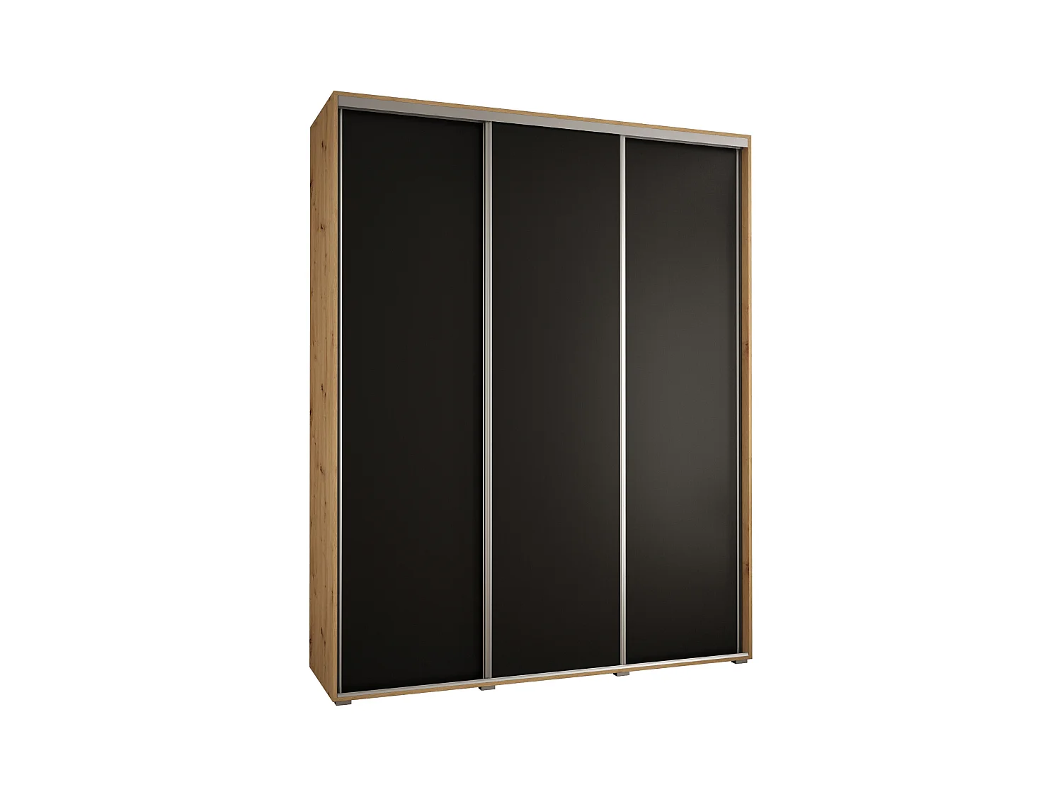 ARMOIRE DAVOS 1 À PORTES COULISSANTES 235,2/200/45 3 portes (Artisan/Noir/Argent)