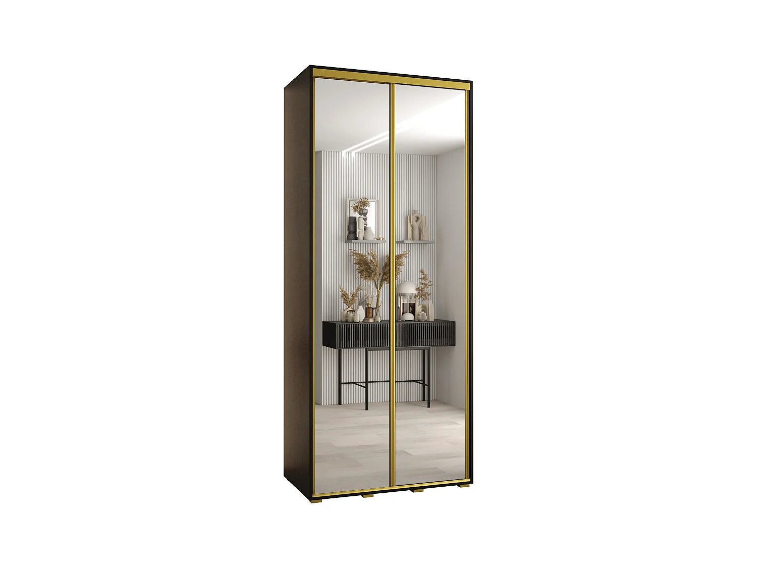 SCHWEBETÜRENSCHRANK DAVOS 2 235,2/120/45 2-türig (Schwarz/Schwarz/Gold)
