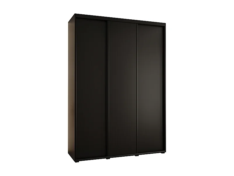 DAVOS 1 KLEDINGKAST MET SCHUIFDEUREN 235,2/180/60 3 deuren (Zwart/Zwart/Zwart)