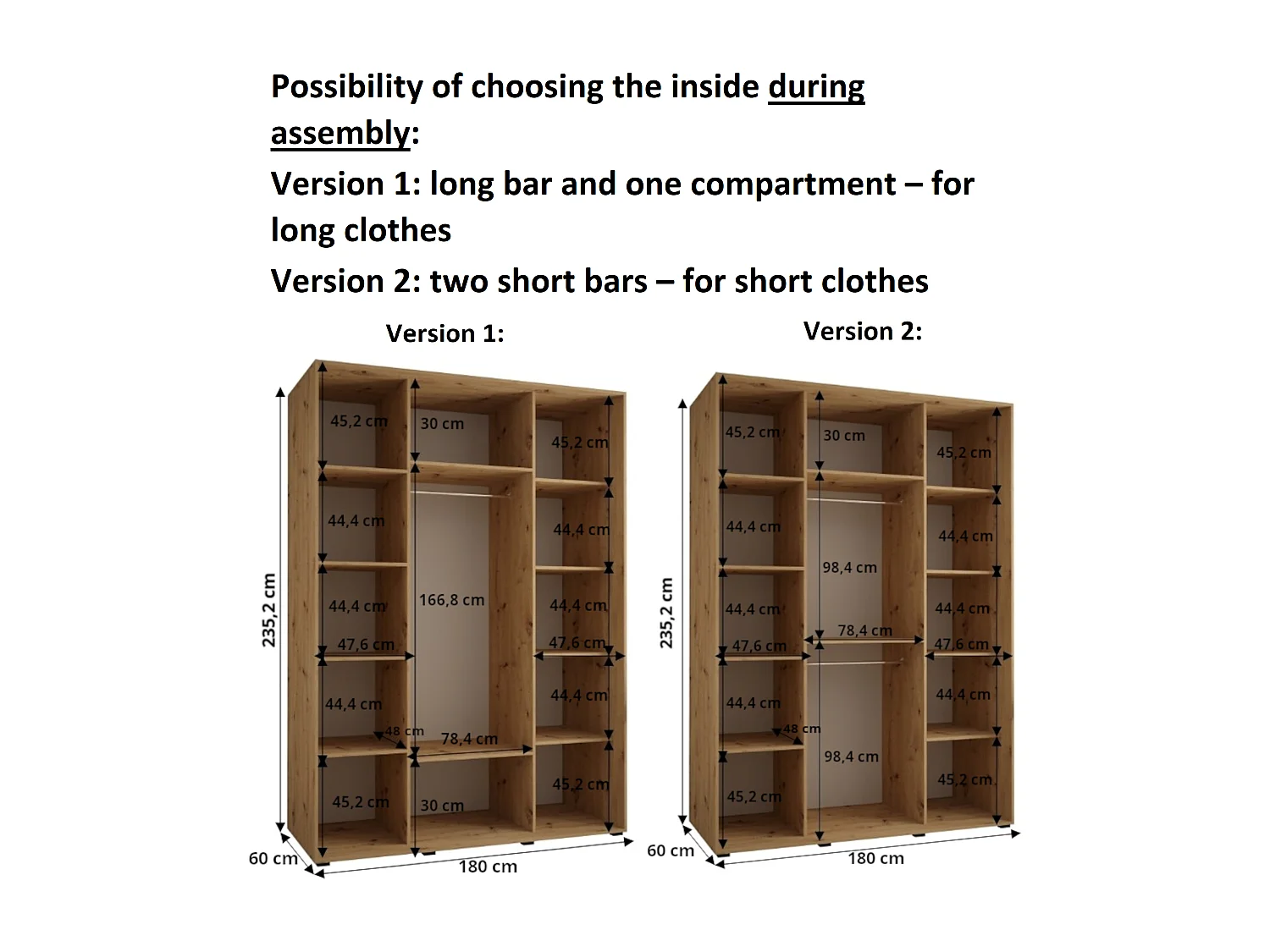 DAVOS 1 KLEDINGKAST MET SCHUIFDEUREN 235,2/180/60 3 deuren (Zwart/Zwart/Zwart)