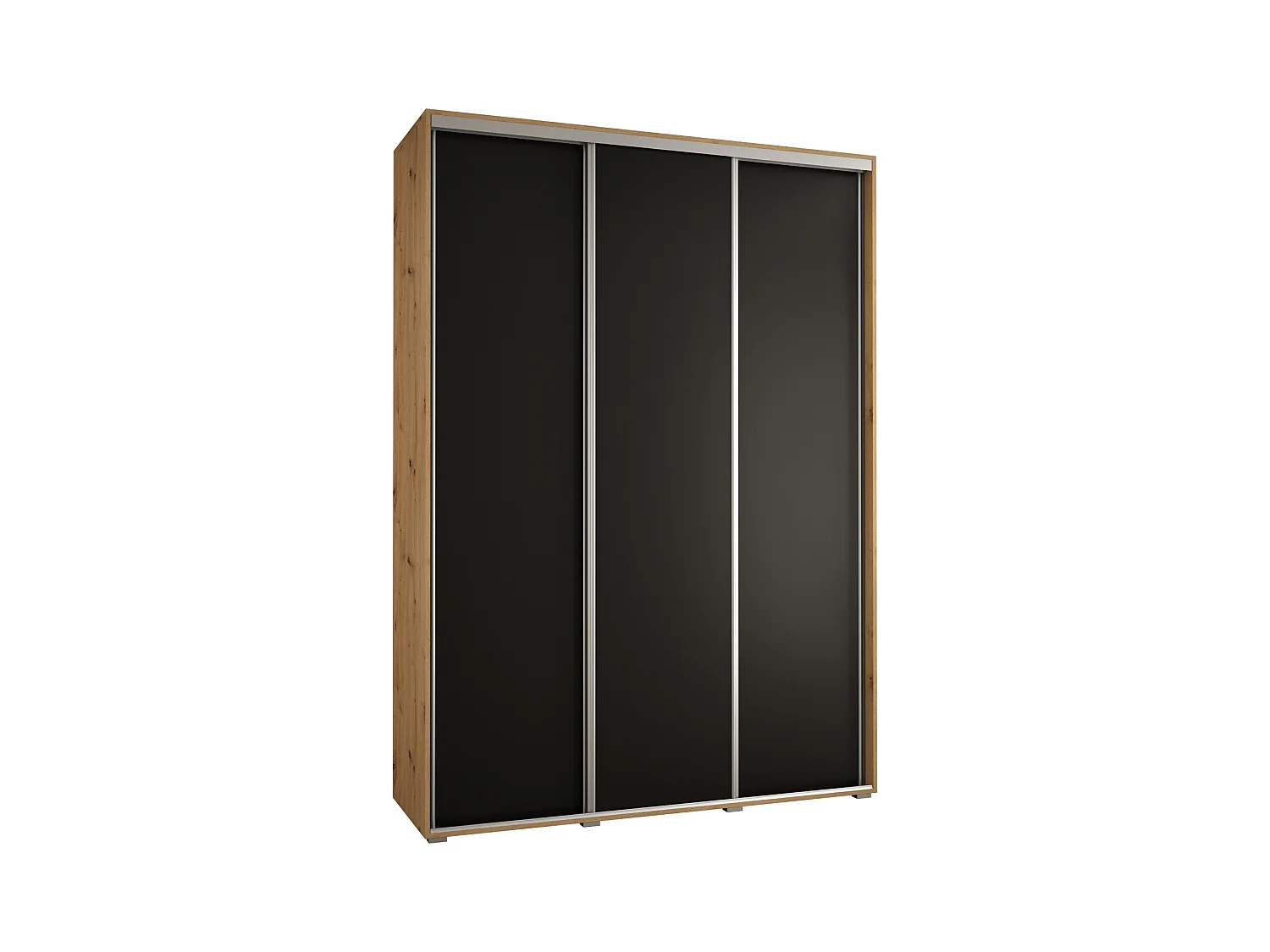 ARMOIRE DAVOS 1 À PORTES COULISSANTES 235,2/180/60 3  portes (Artisan/Noir/Argent)