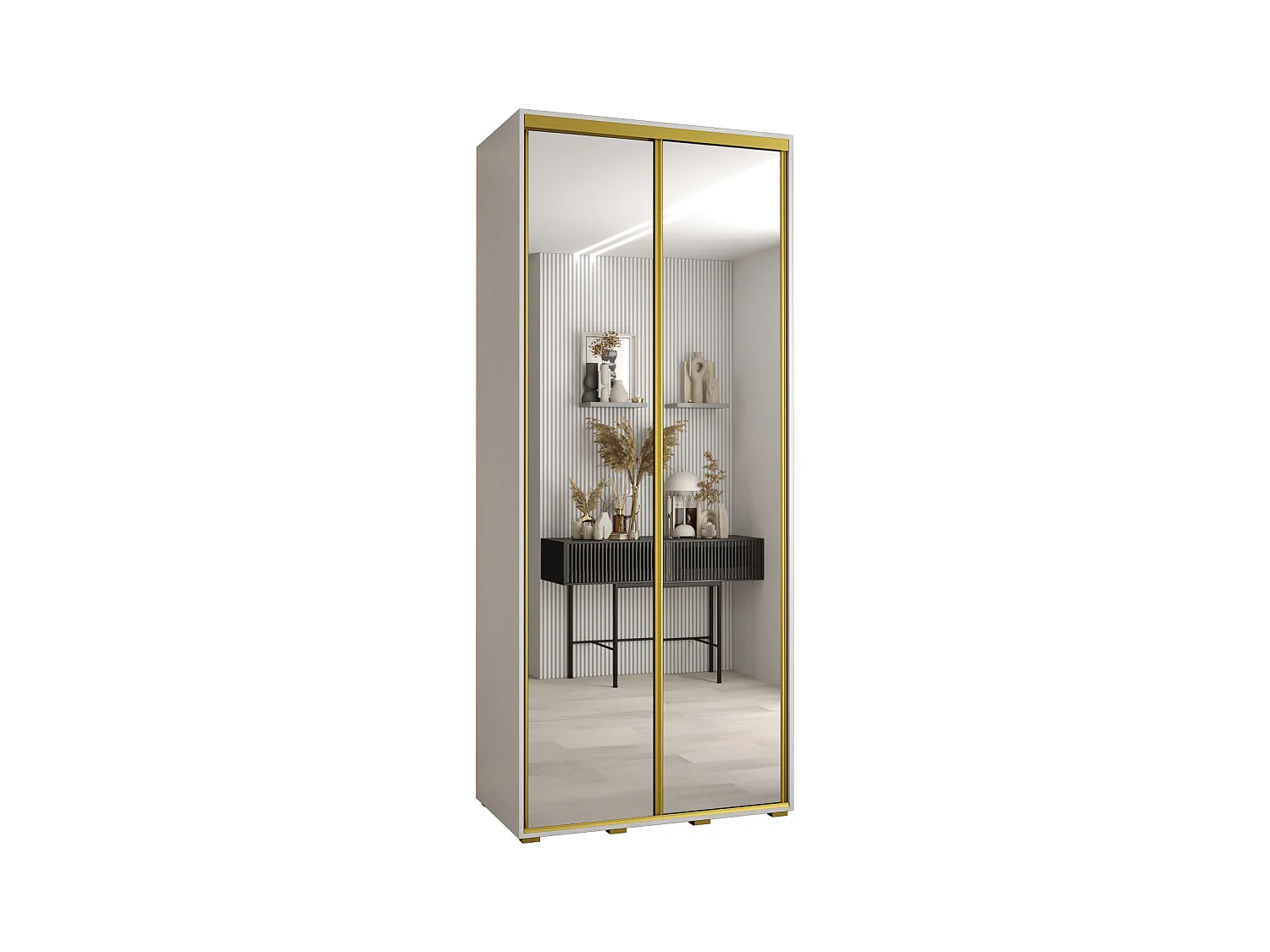 SCHWEBETÜRENSCHRANK DAVOS 2 235,2/100/45 2-türig (Weiß/Weiß/Gold)