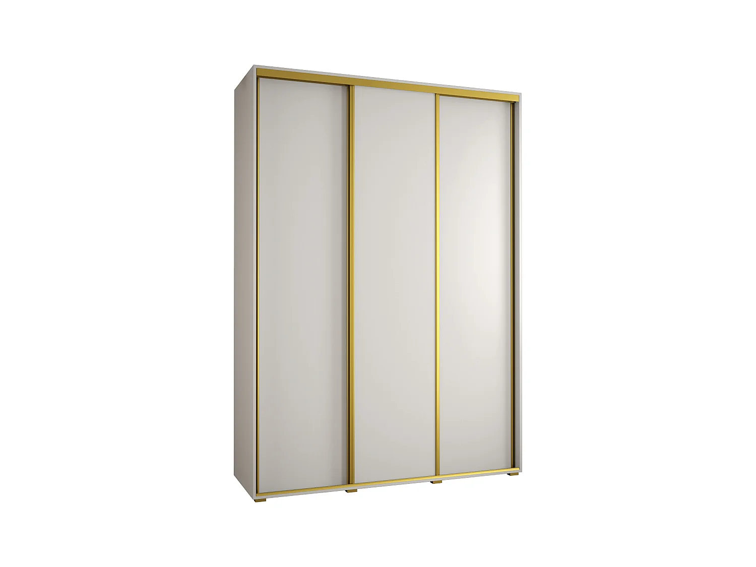 ARMOIRE DAVOS 1 À PORTES COULISSANTES 235,2/180/60 3 portes (Blanc/Blanc/Or)